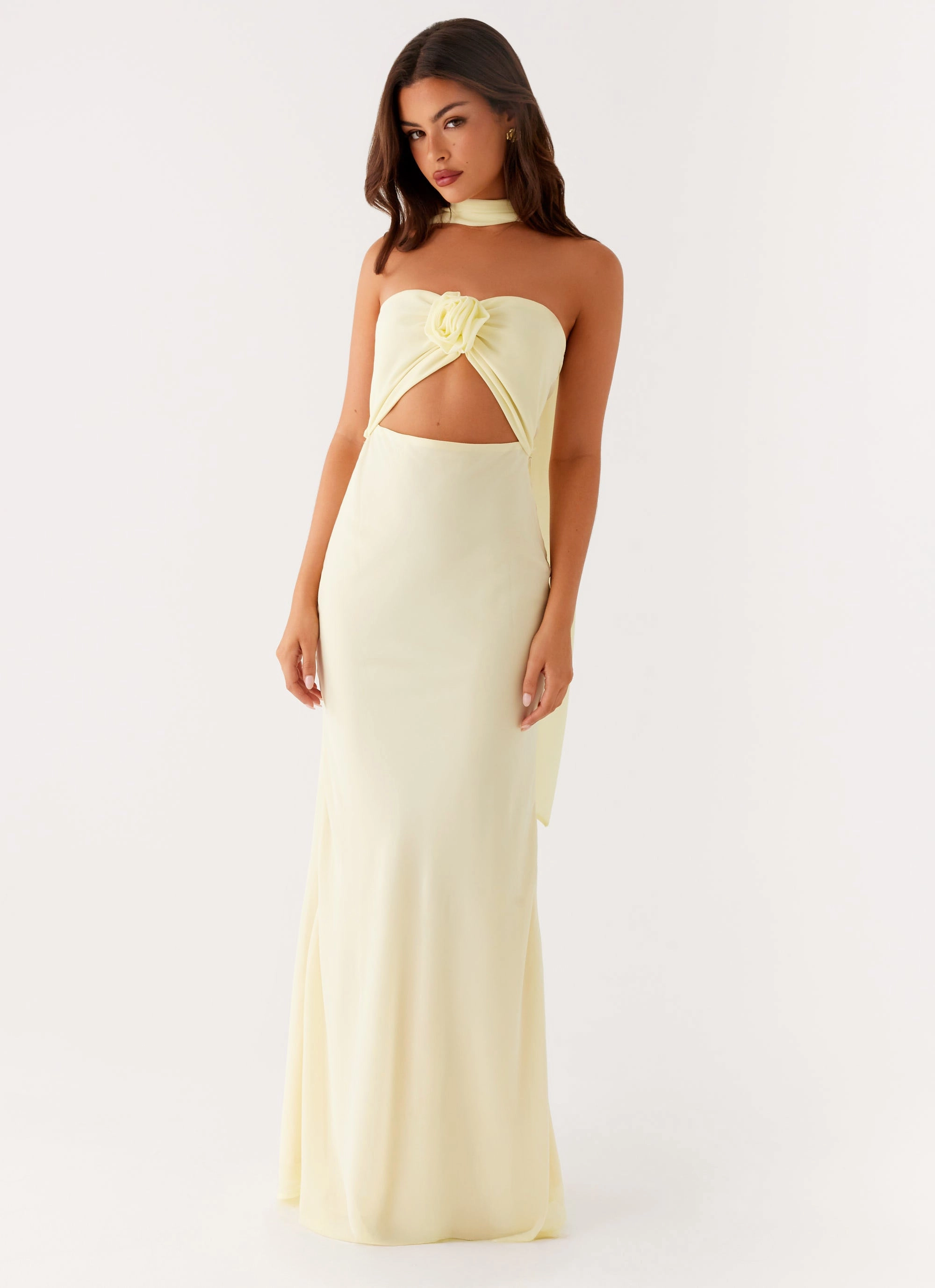 Stylish Touch Flexible Cut New Light Maxi Dress - Yellow