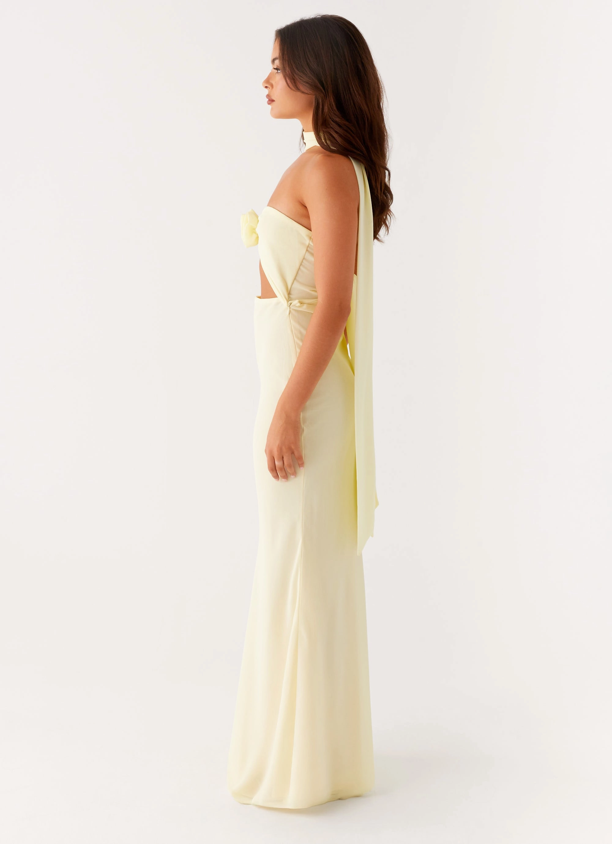 flattering appearance Belt Waist New Light Maxi Dress - Yellow