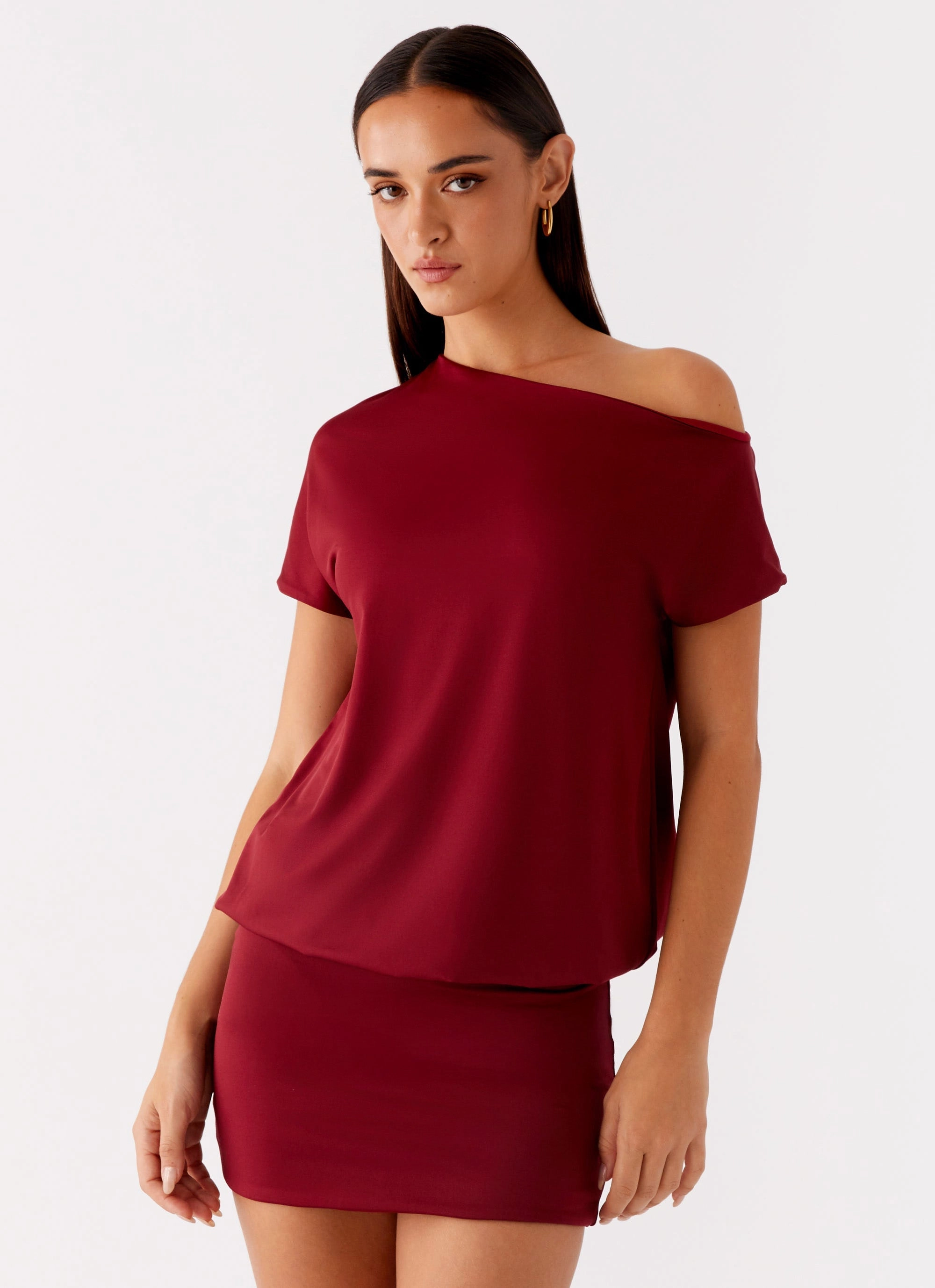 Cotton Skin Classic and Modern Paulie Mini Dress - Maroon