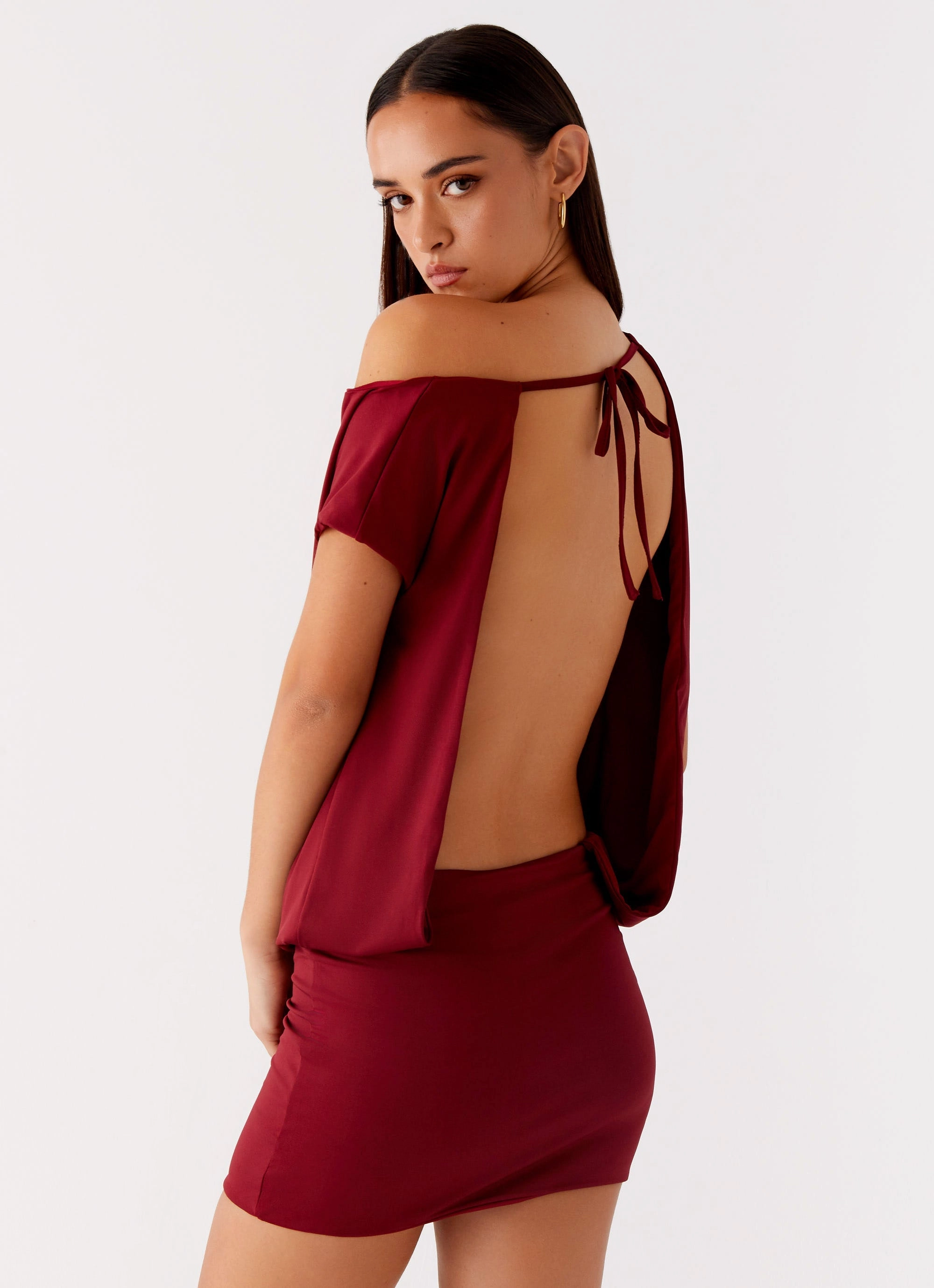 Natural Form Formal-look Paulie Mini Dress - Maroon