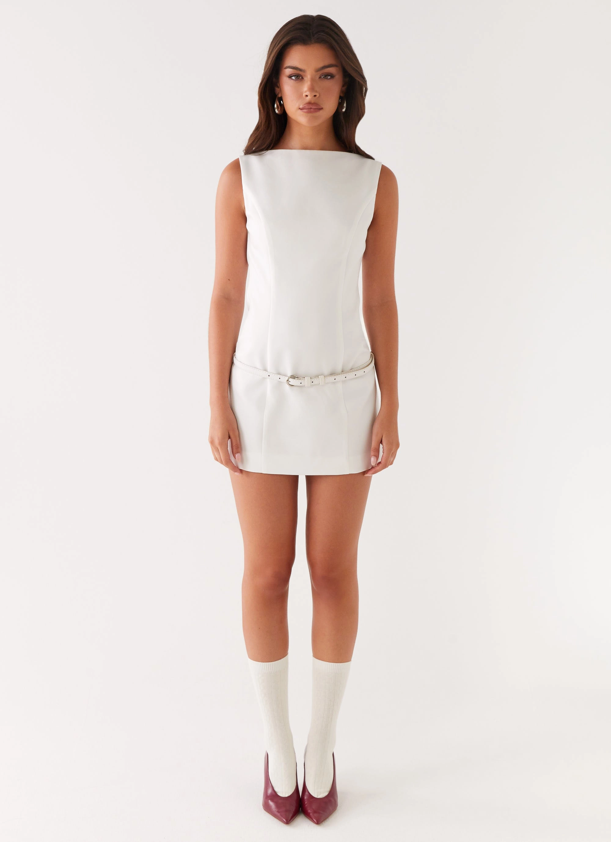 Jaci Mini Dress - White Soft and Stylish High-waisted evening piece