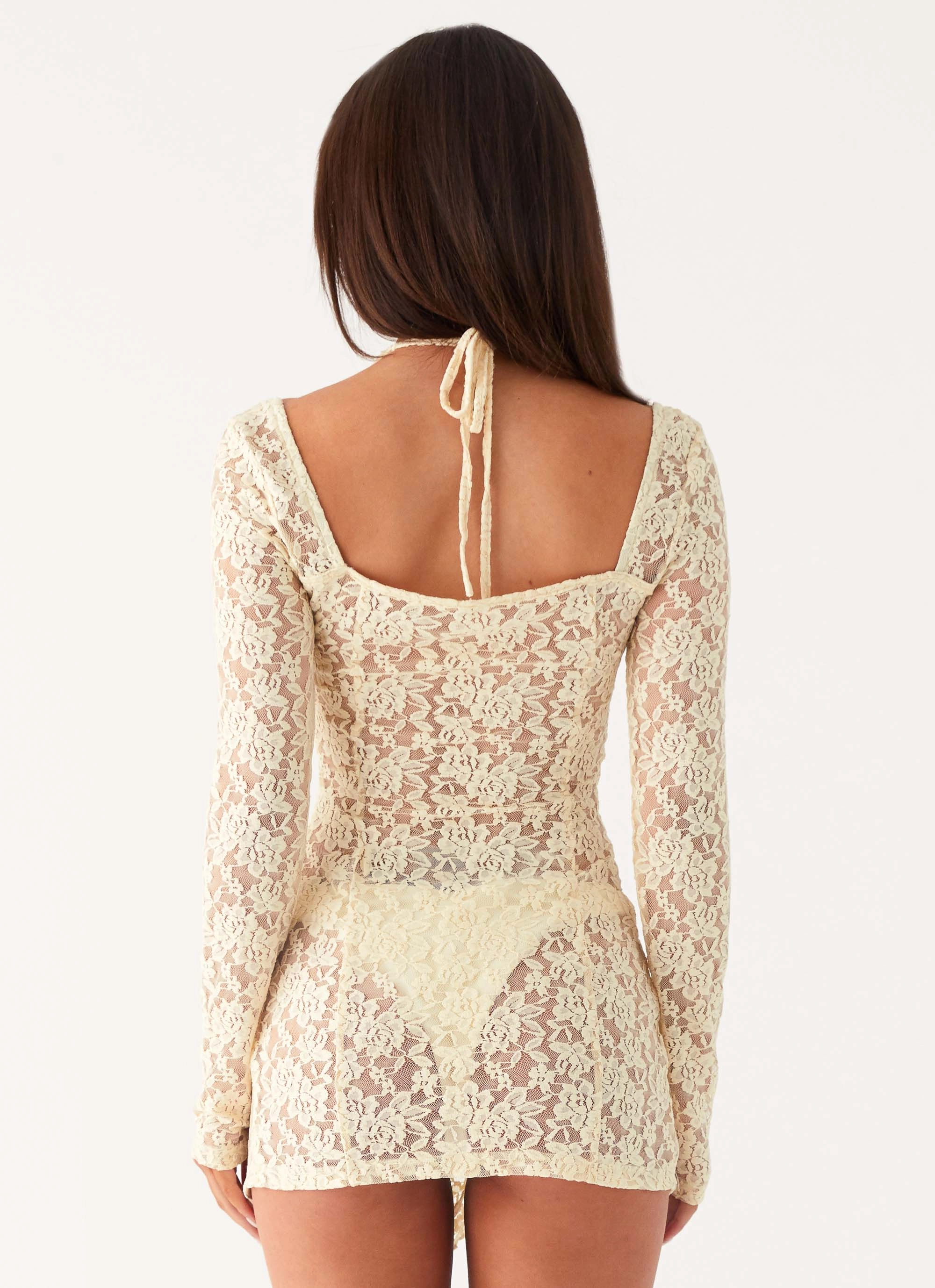 Fresh Motion Rarri Lace Mini Dress - Ivory