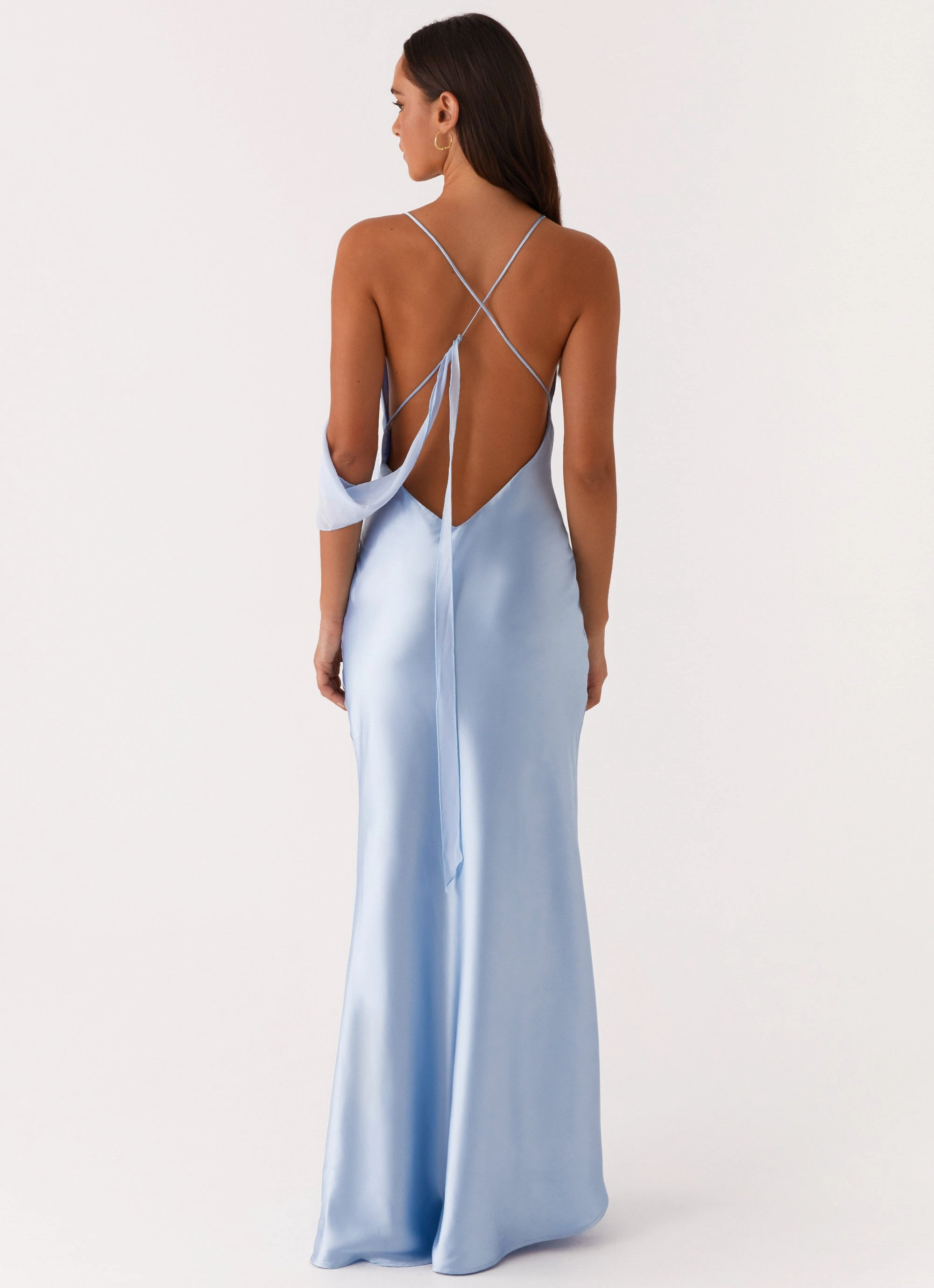 Too Sweet Satin Maxi Dress - Blue Evening Tone