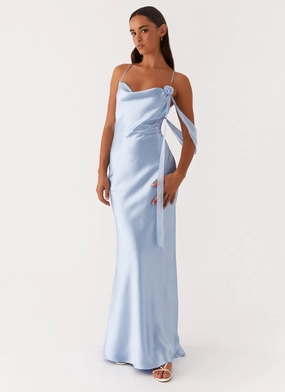 Too Sweet Satin Maxi Dress - Blue Formal Look Trendy midi dress
