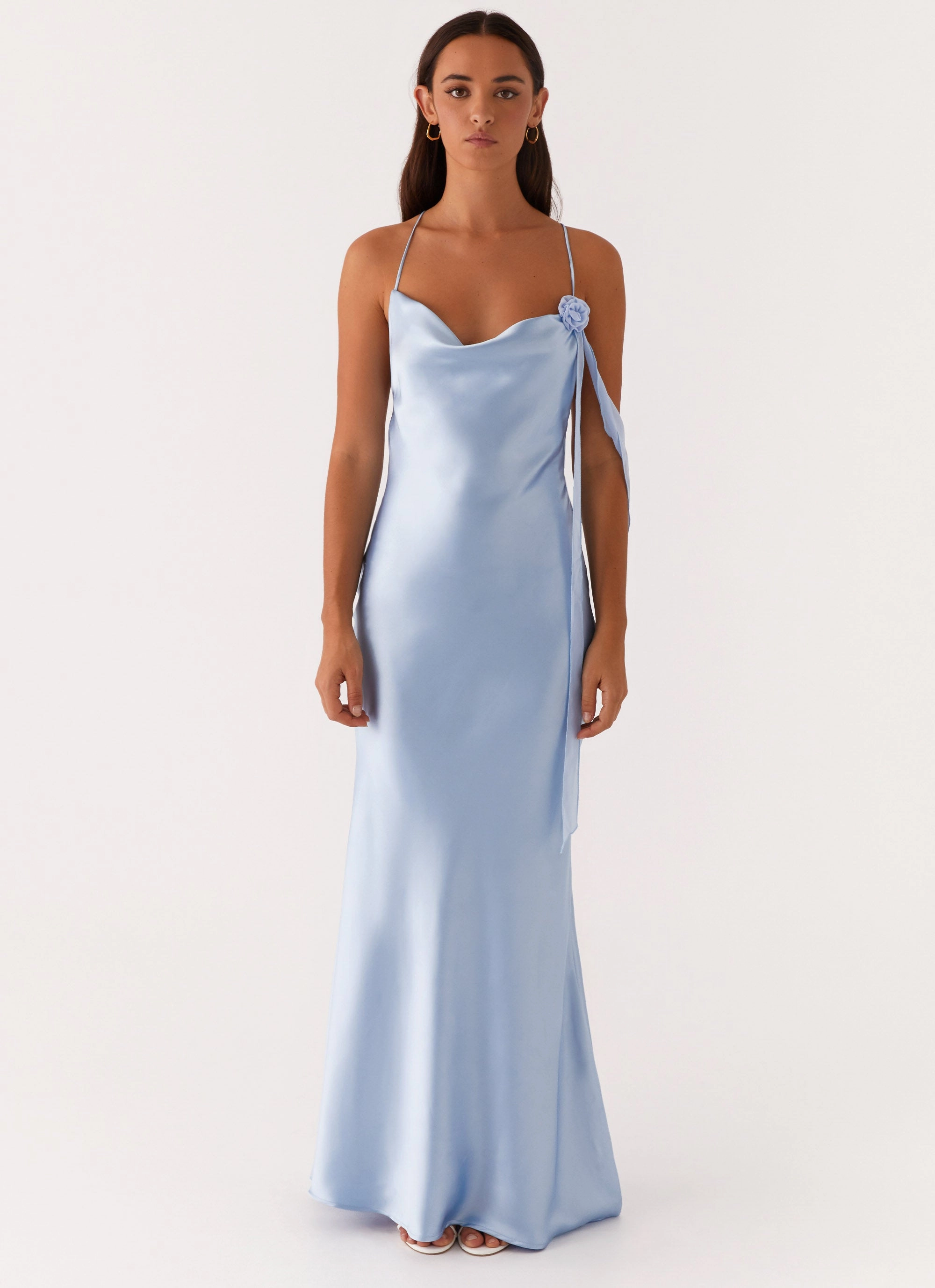 Sister Glow Smart Shape Too Sweet Satin Maxi Dress - Blue