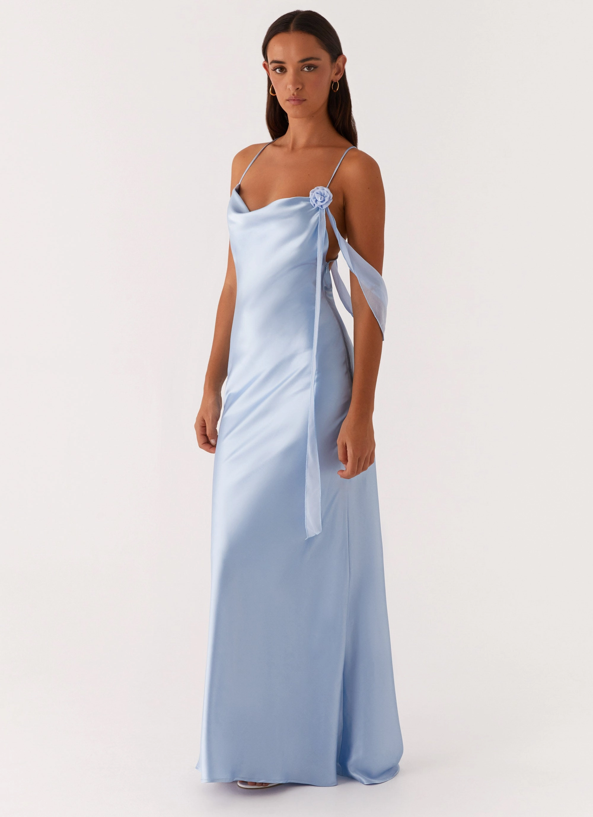Relaxed Design All-Day Comfort Wear Too Sweet Satin Maxi Dress - Blue