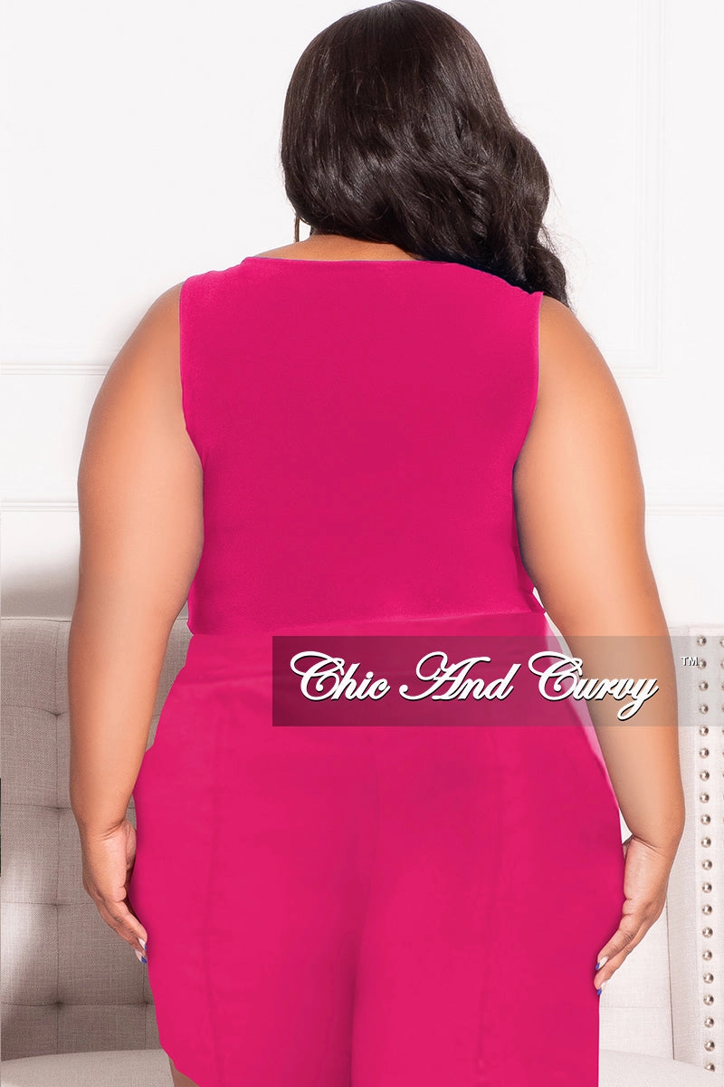 Final Sale Plus Size Sleeveless Crop Top in Fucshia (Top Only) Comfort Wearable Base Layer