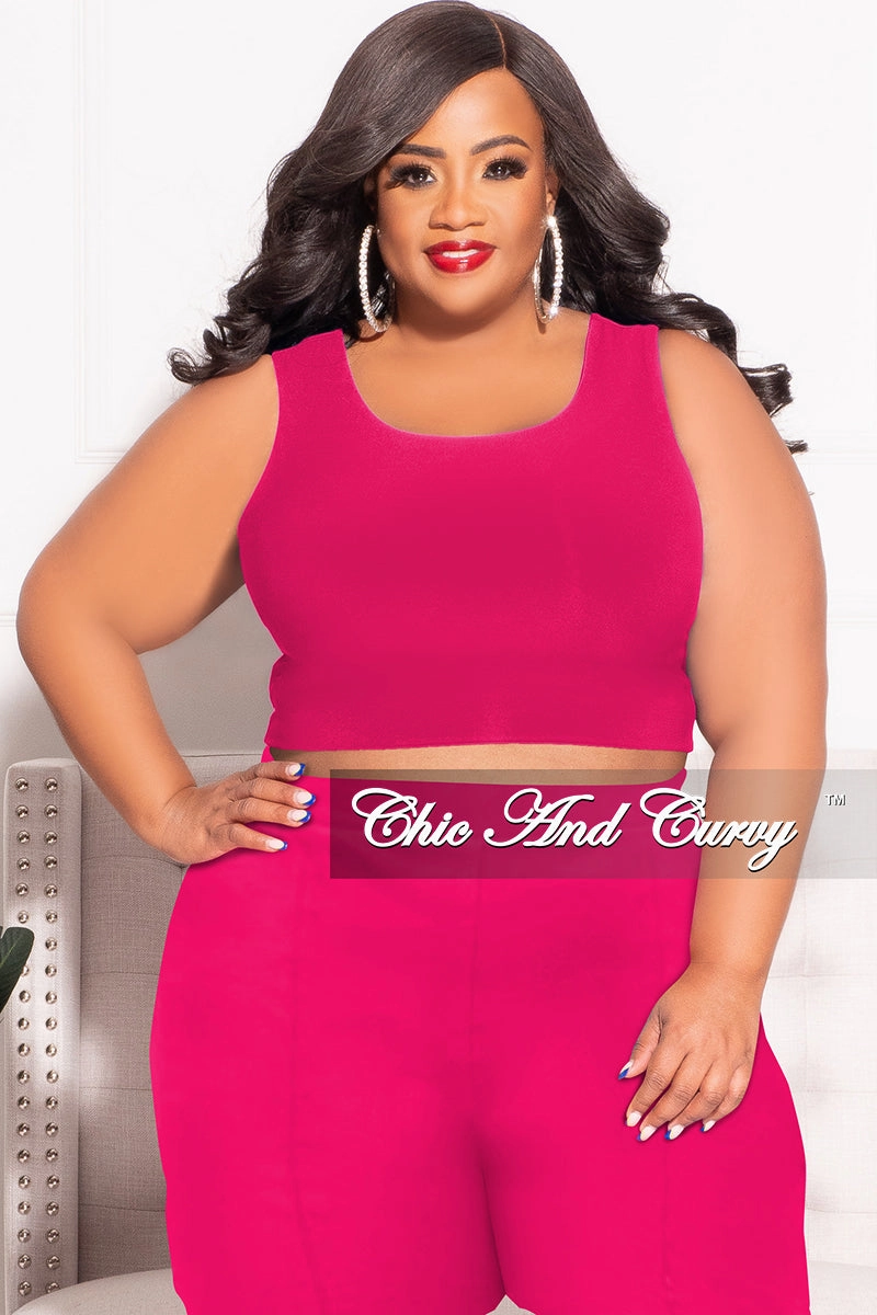 Final Sale Plus Size Sleeveless Crop Top in Fucshia (Top Only) AntiPilling Perfect Design