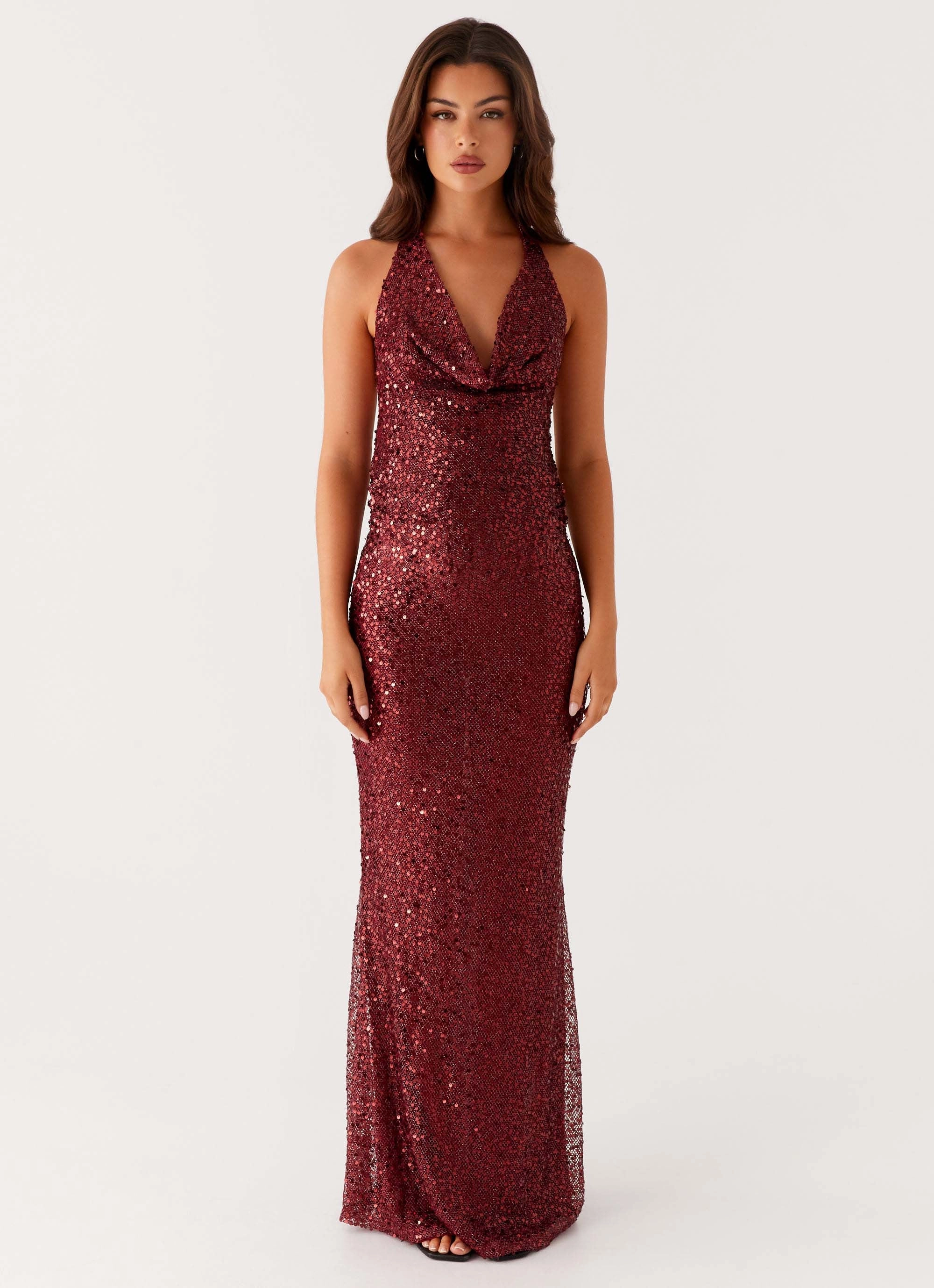 Evening Classic Treasured Sequin Maxi Dress - Fuchsia