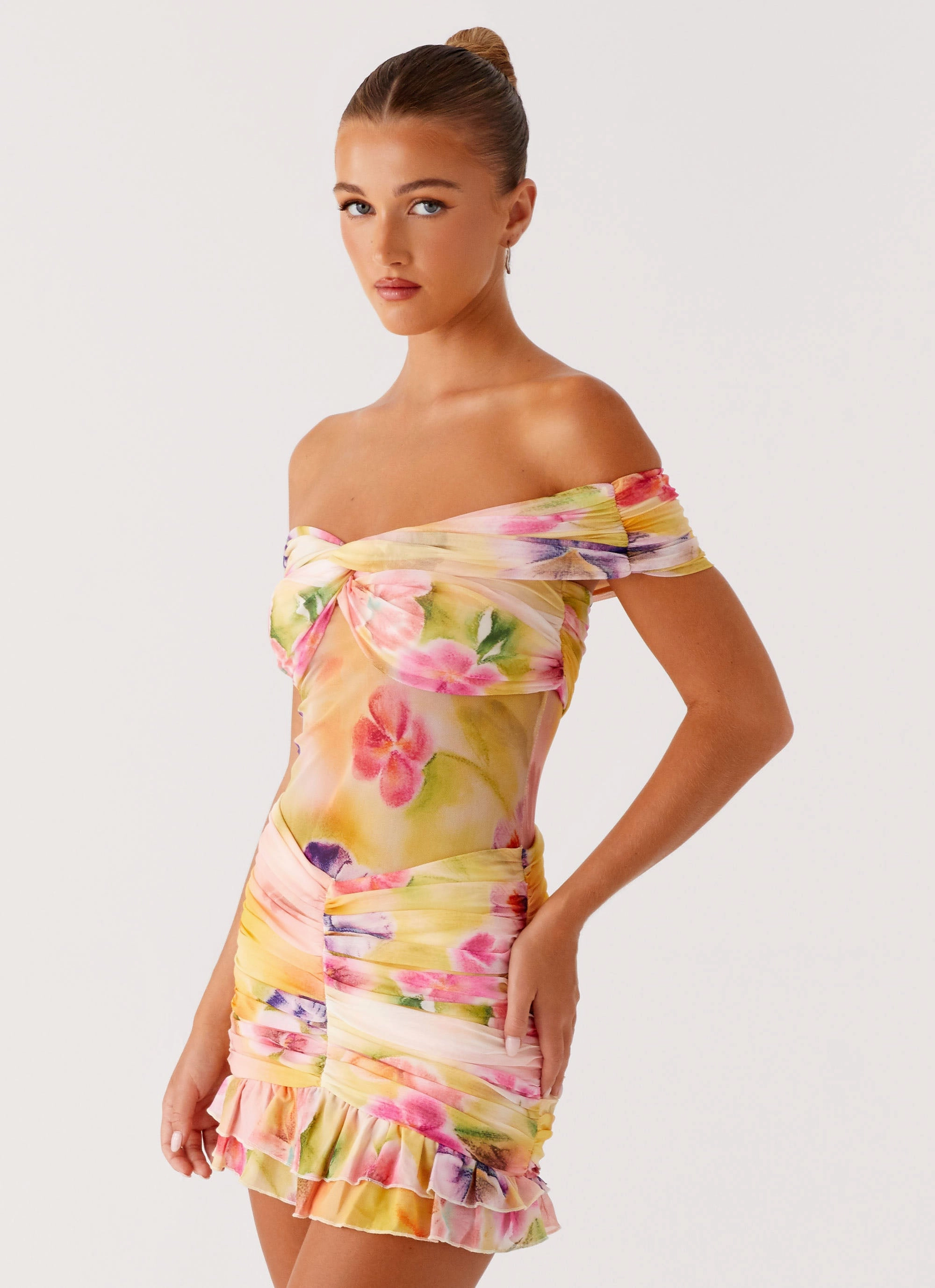 Frances Mini Dress - Sunburst Floral Balanced Shape