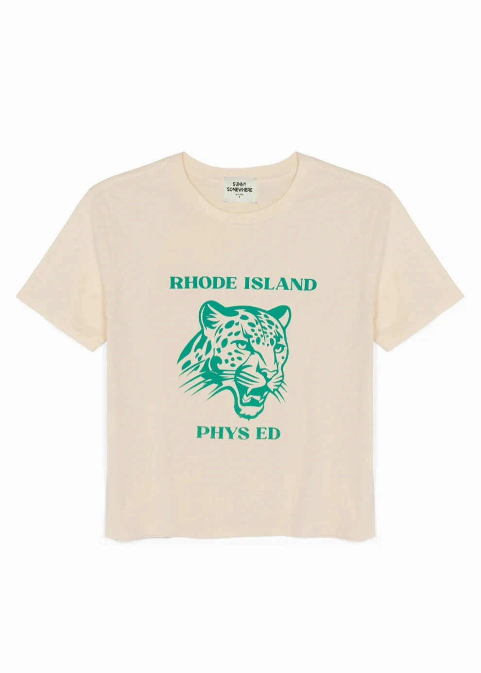 Sunny Somewhere Everyday Tee Rhode Island Phys Ed - Wrinkle Resistant Textile Bonded Hemline