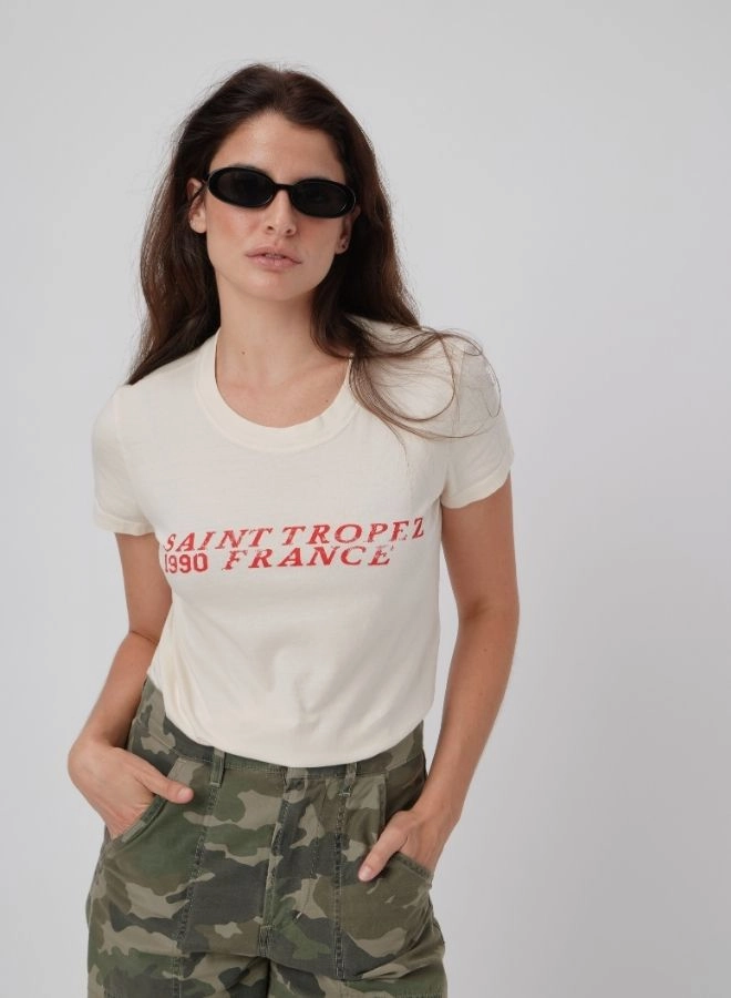 Sunny Somewhere Saint Tropez 1990 France Femme Crew FadeResistant Dye