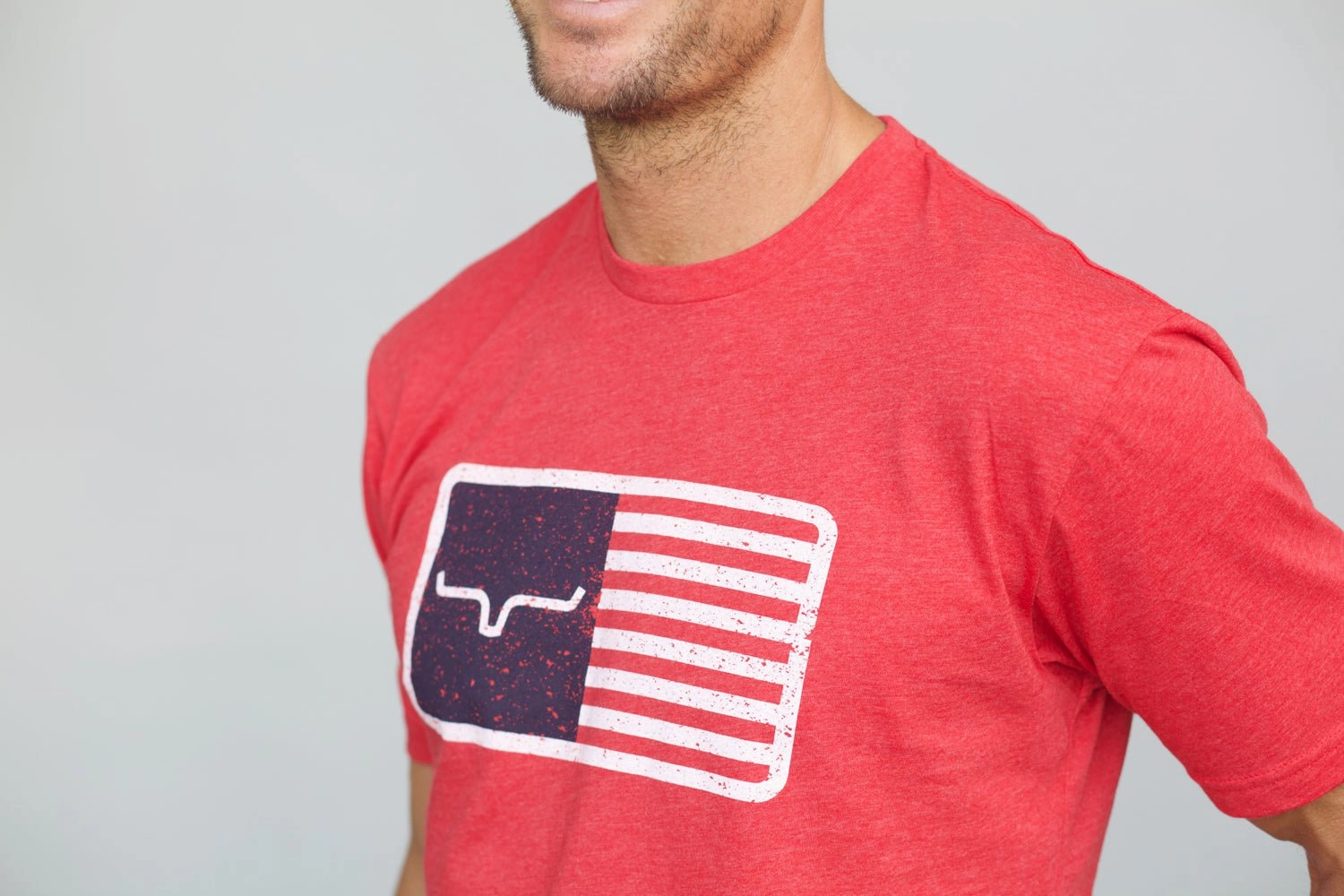 Self Fabric Tape fade resistant color Kimes Ranch Mens American Trucker Tee Red Cotton Blend S/S T-Shirt