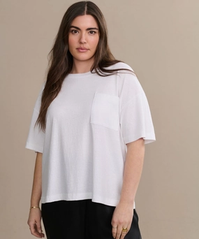 Asymmetrical hem Mesh Lining Vintage Pocket Tee