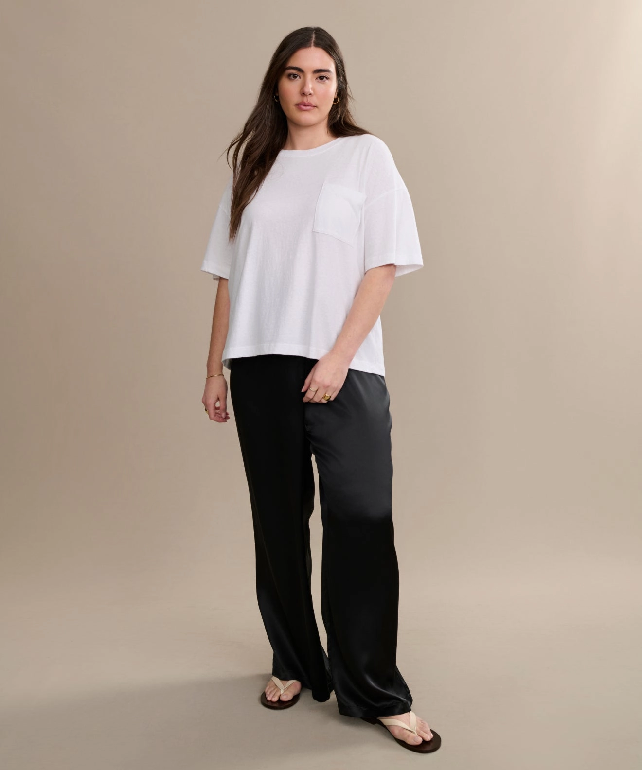 Non Closure Collar Vintage Pocket Tee