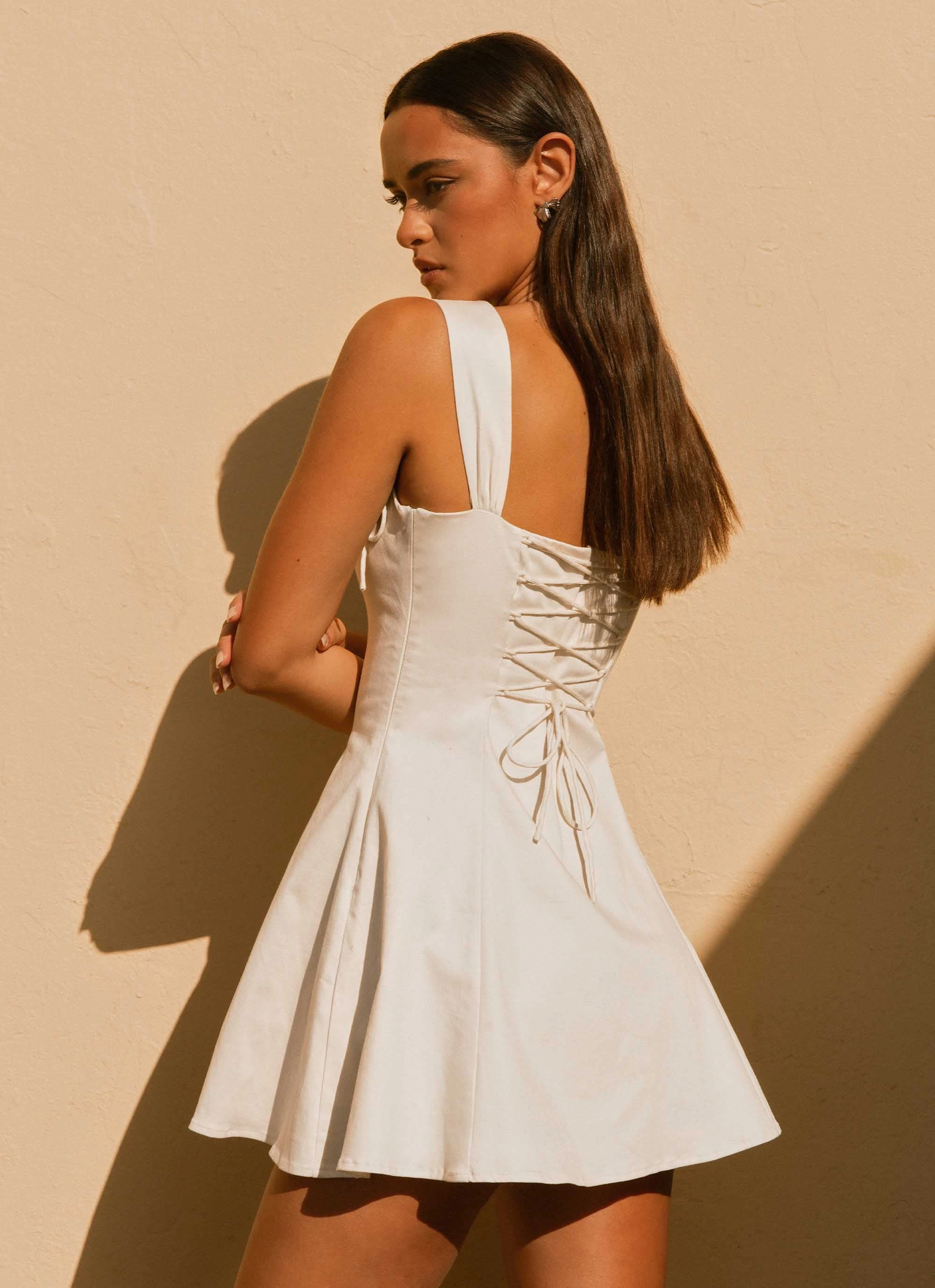 Jamaya Tie Mini Dress - Ivory Timeless-Classic Soft Profile