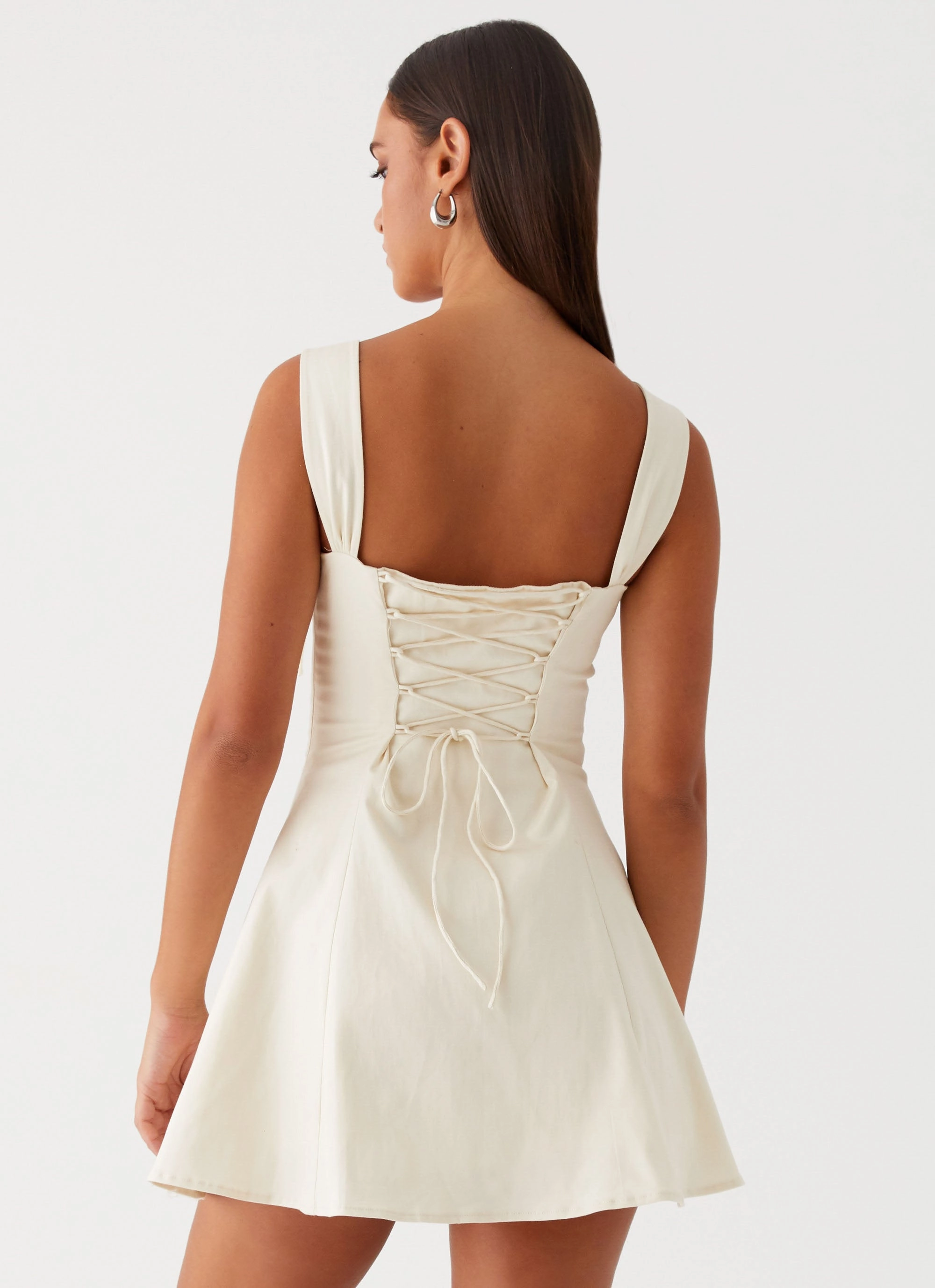 Jamaya Tie Mini Dress - Ivory Lightweight Comfort