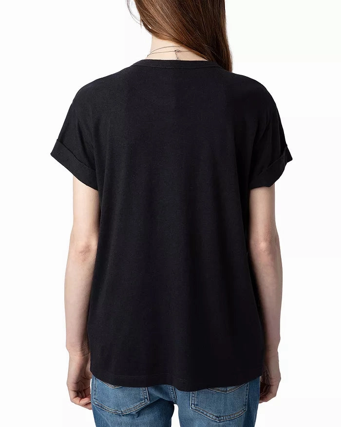 Zadig & Voltaire Anya PCL Rain Rhinestone Wing Tee Essential Comfort Active Wear Fit