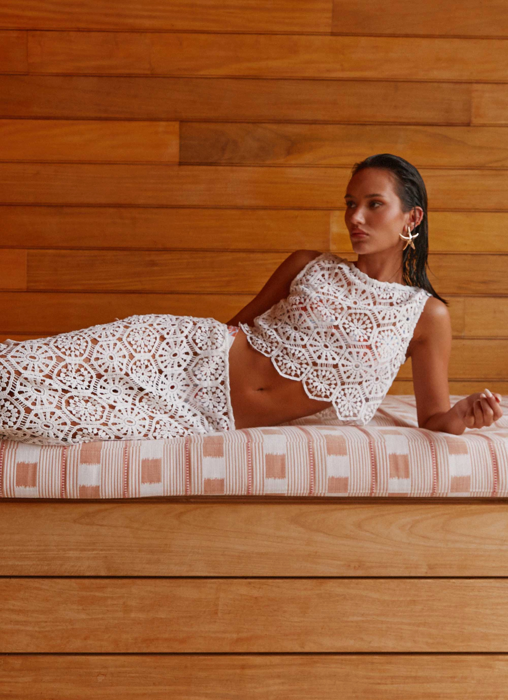 water sports Mika Crochet Top - White