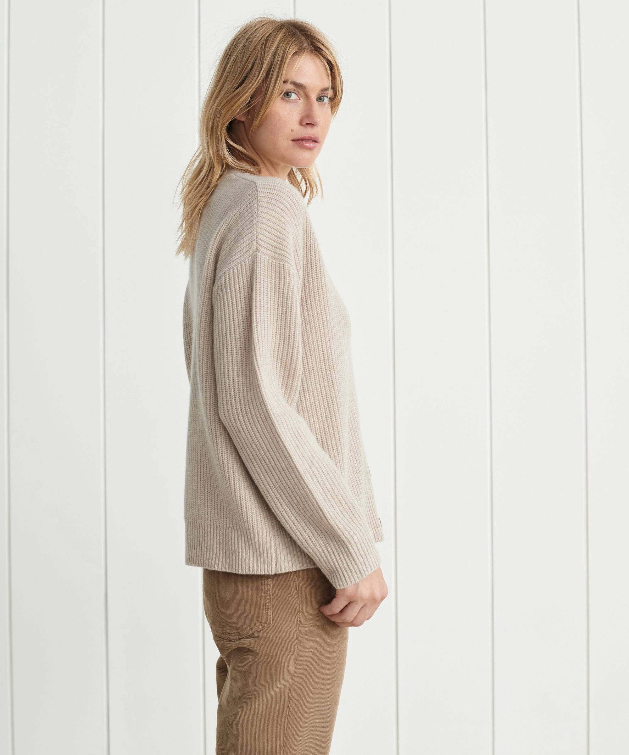 Cropped Cashmere Cocoon Cardigan Anti Static Finish Durable Edge Binding