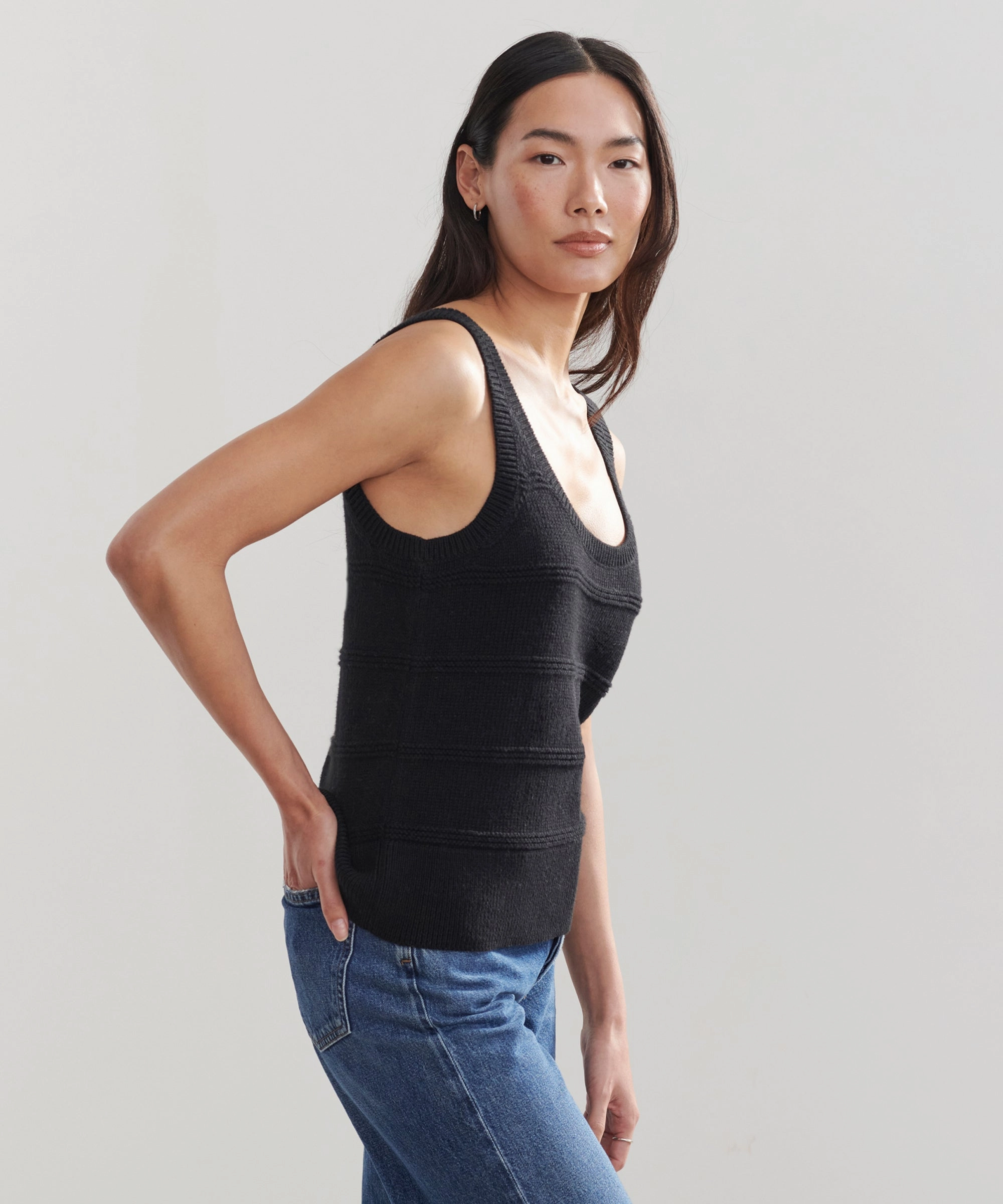 Flexible Knit Fabric Sweater Tank