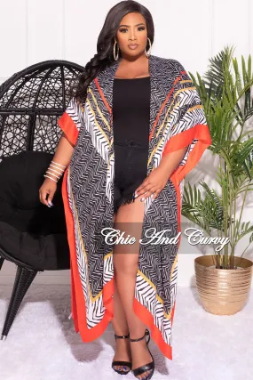 Core Ease Non Irritating Final Sale Plus Size Caftan in Red Black and White Print