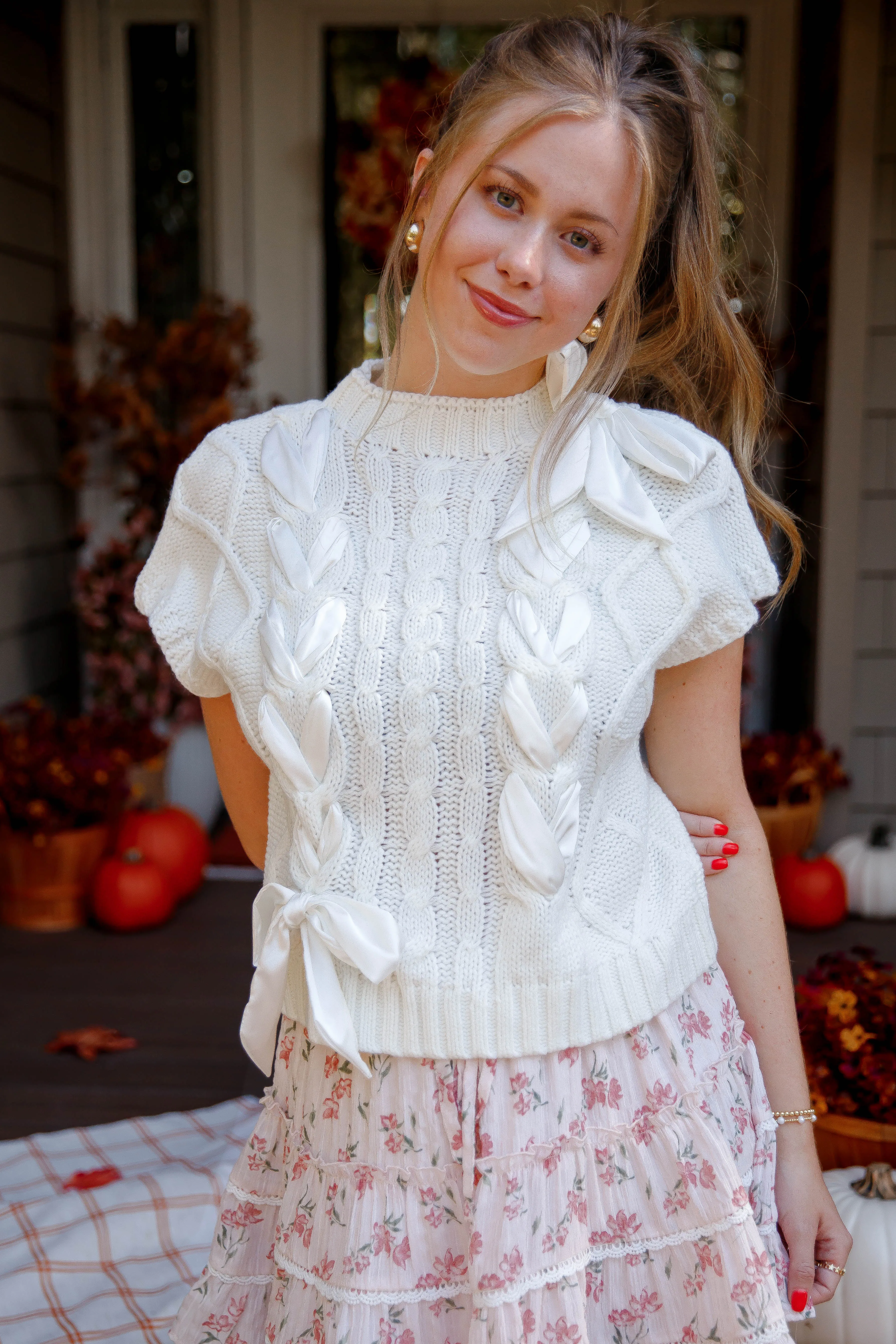 On My Way Home Sweater Vest-Ivory High Visibility Trim