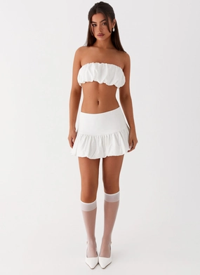 Sweet Thing Bubble Crop Top - White AbrasionResistant Finish Four Way Stretch