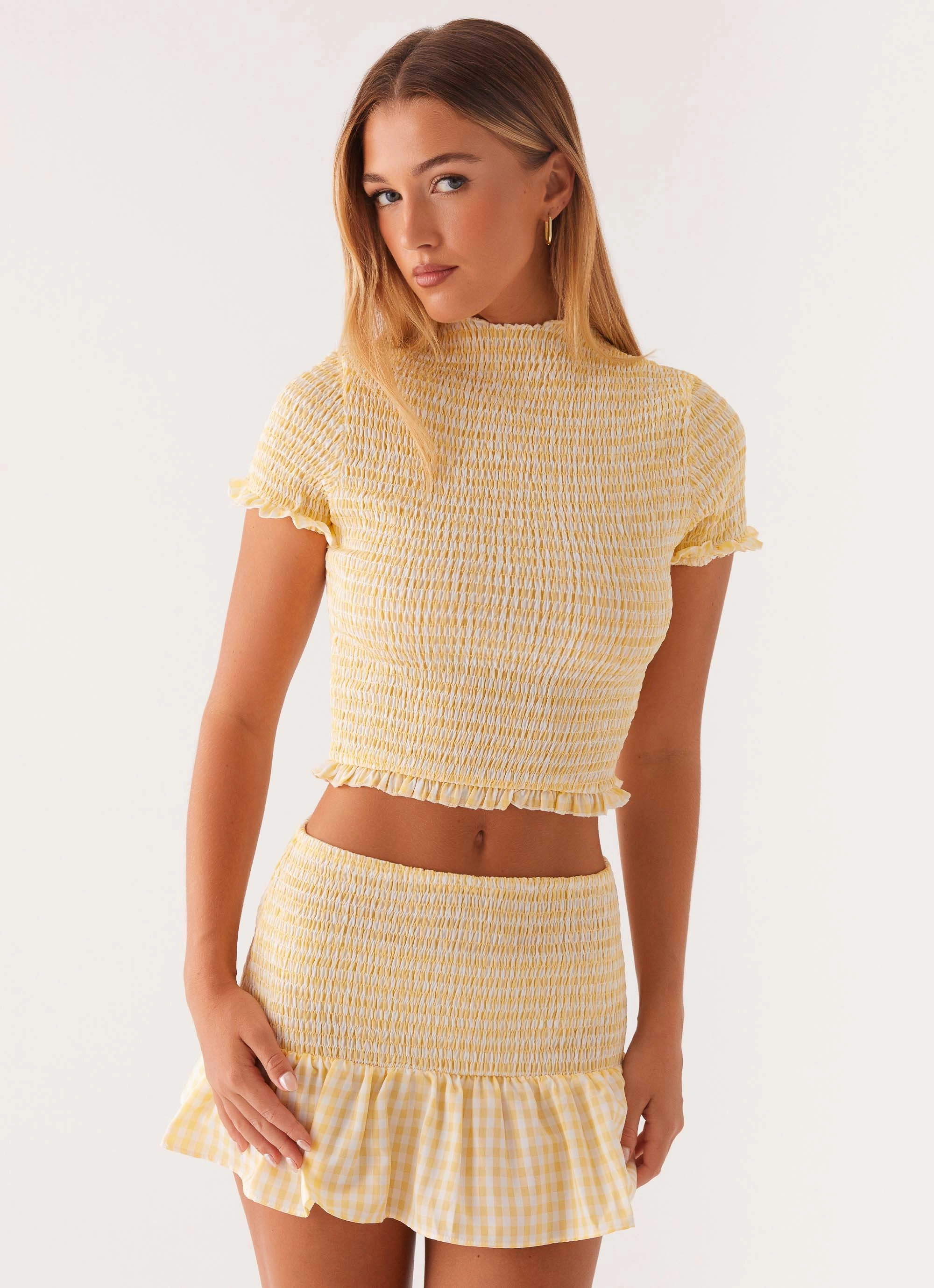 HeavyweightThermal SlimFitAdaptation Sweetest Pie T-Shirt - Yellow Gingham