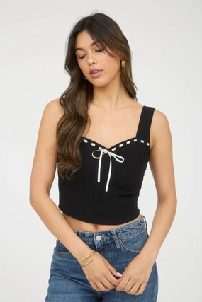 TurtleneckDesign MoistureWickingTechnology Sweetheart Front Ribbon Bow Tie Sleeveless Top