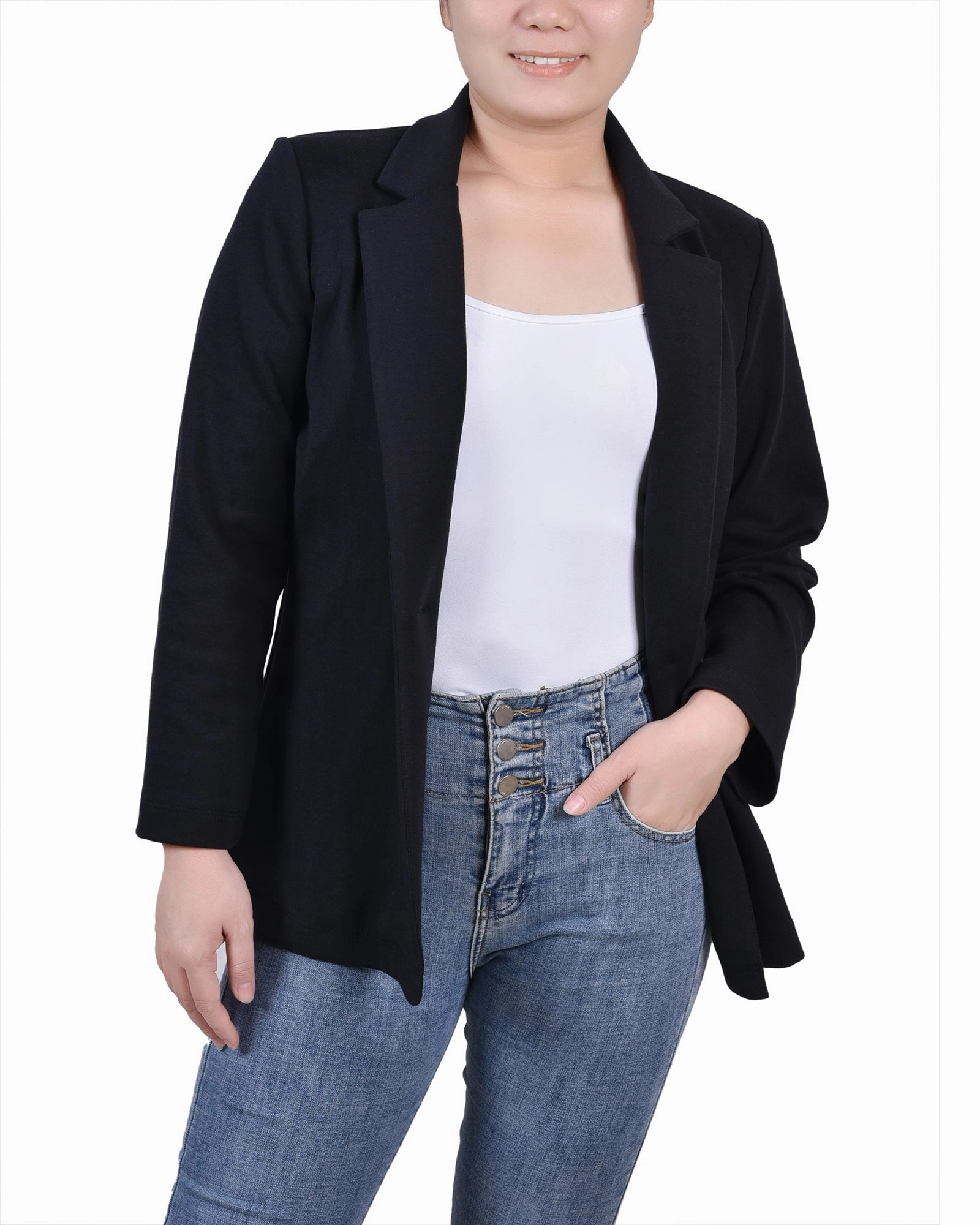 Zero Waste Cut Pattern Lightweight Jacket 3/4 Sleeve Ponte Jacket