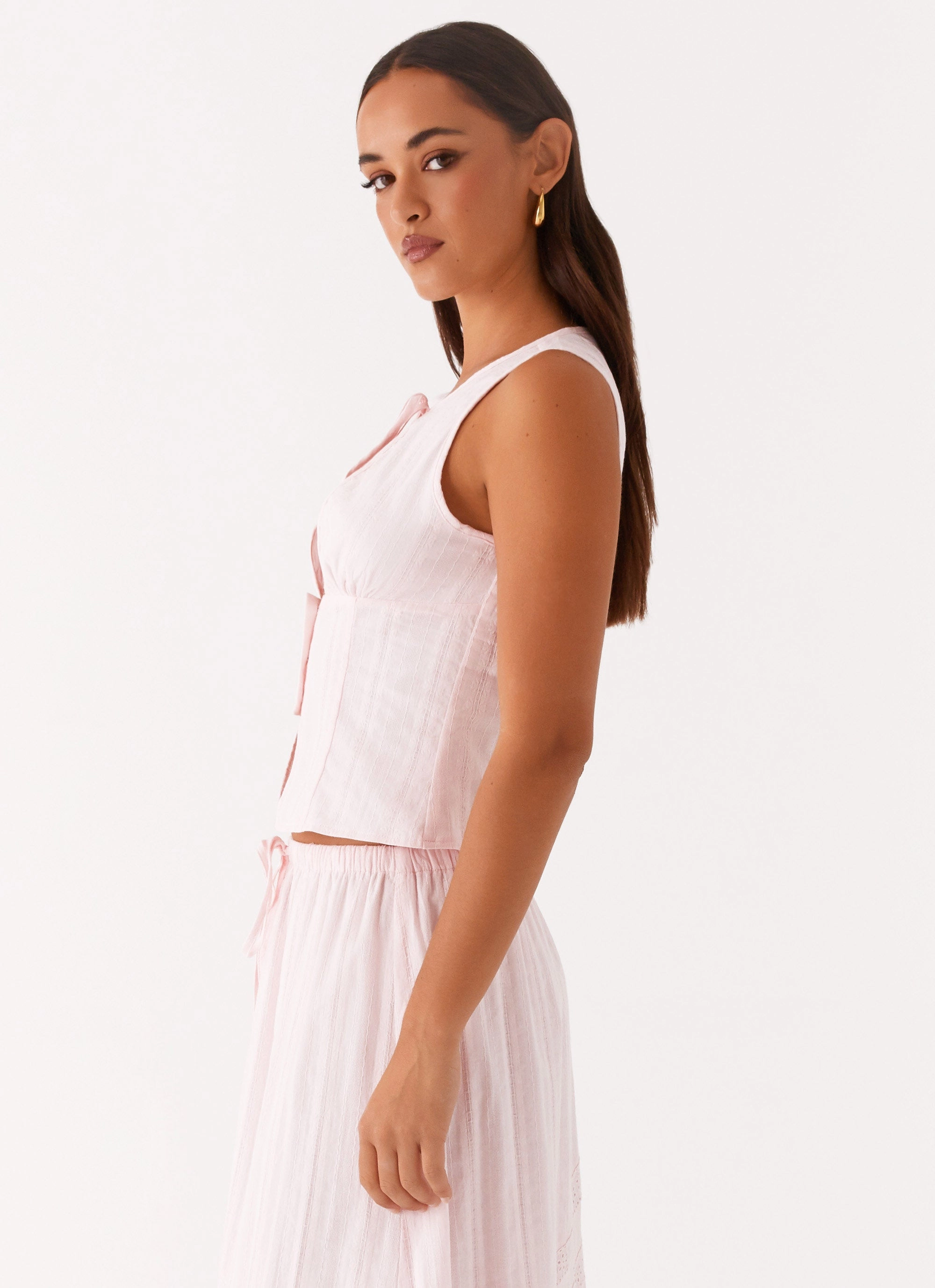 City Wear Versatile Fit Bailey Tie Front Top - Blush