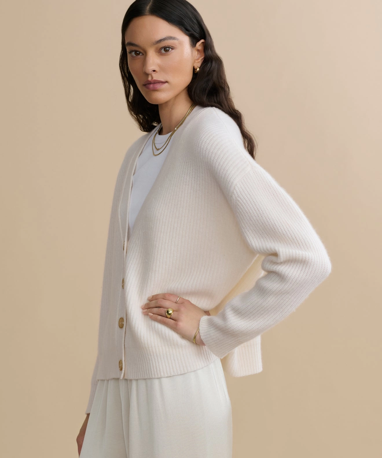 FourWay Stretch Cropped Cashmere Cocoon Cardigan