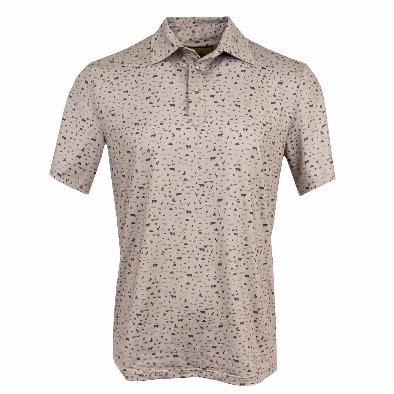 STS Ranchwear Mens Fairway Sand/Chocolate Poly/Spandex S/S Polo Shirt Checkered Print Travel Essential