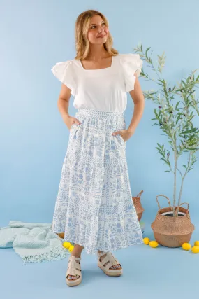 Lots Of Happiness Midi Skirt-Sky Blue Sporty Layer