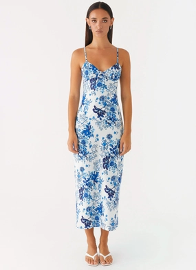 Smooth Texture Take Chances Midi Dress - Serene Sky Floral