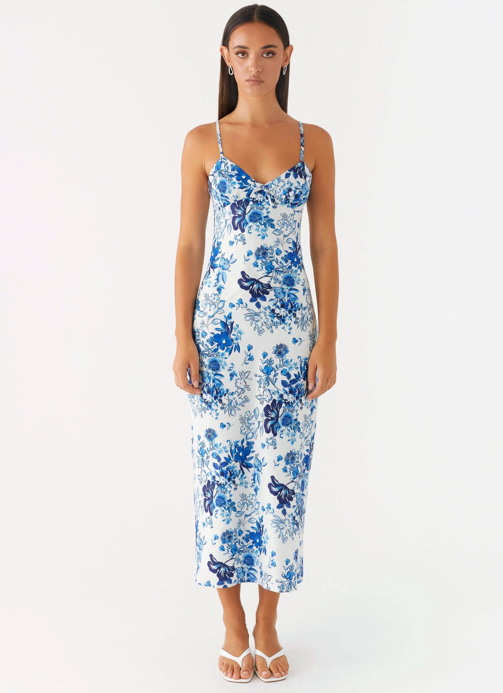 Smooth Texture Take Chances Midi Dress - Serene Sky Floral