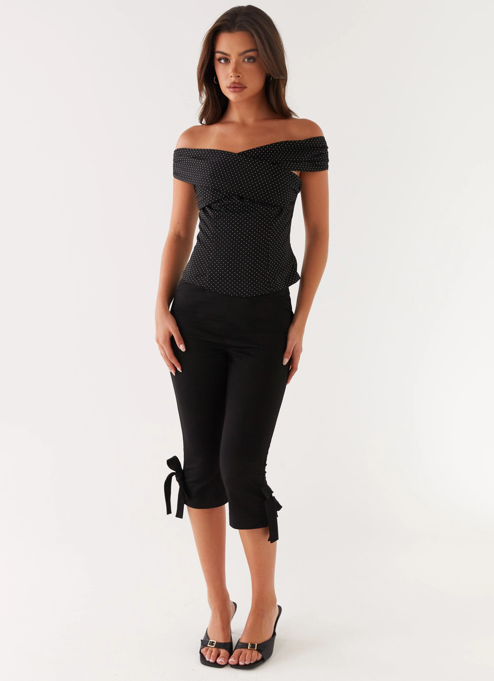 High Visibility Trim Breathable fabric Tamera Top - Black Polka Dot