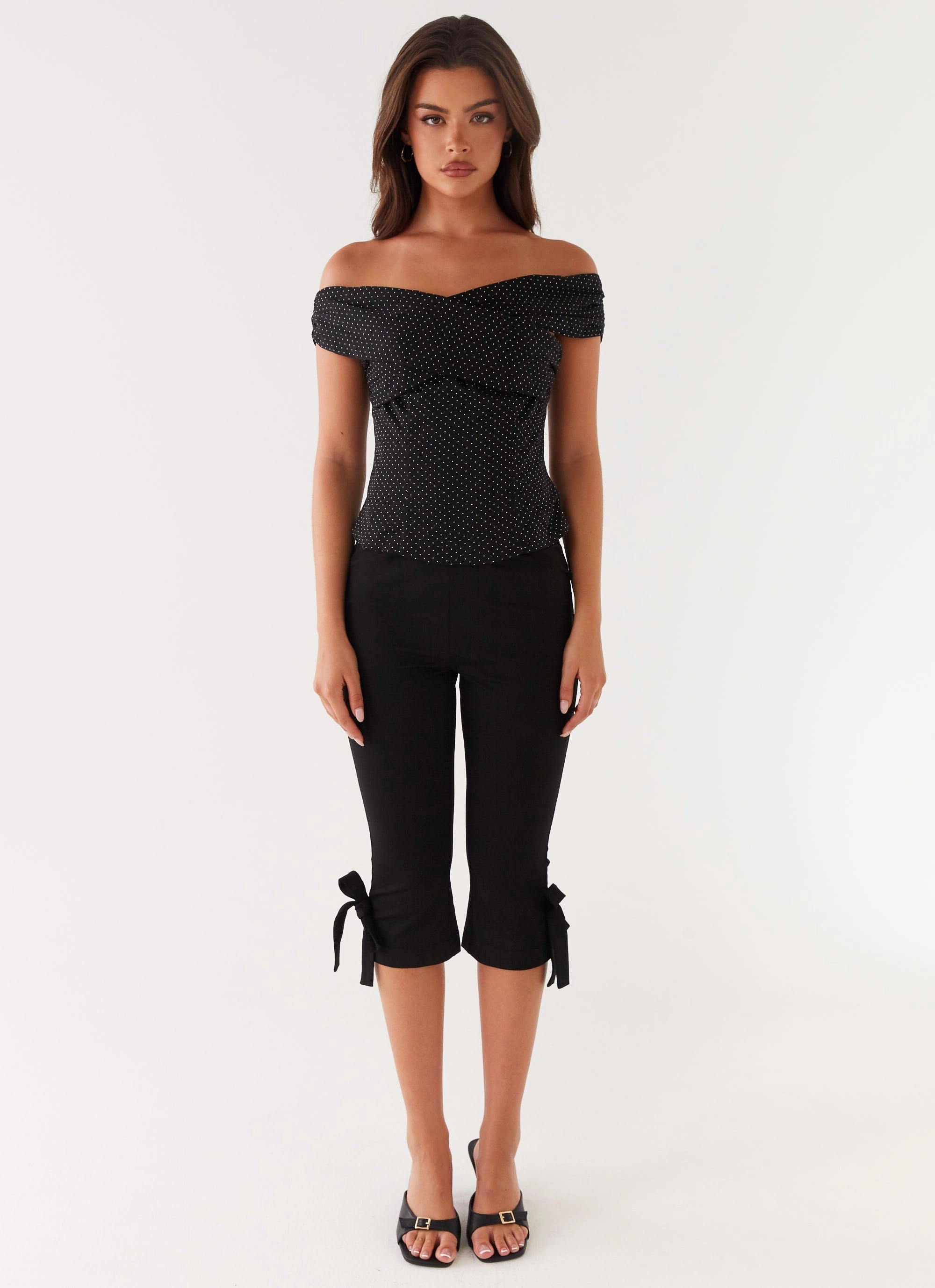 Tamera Top - Black Polka Dot Minimalist Detailing Temperature Regulating Textile