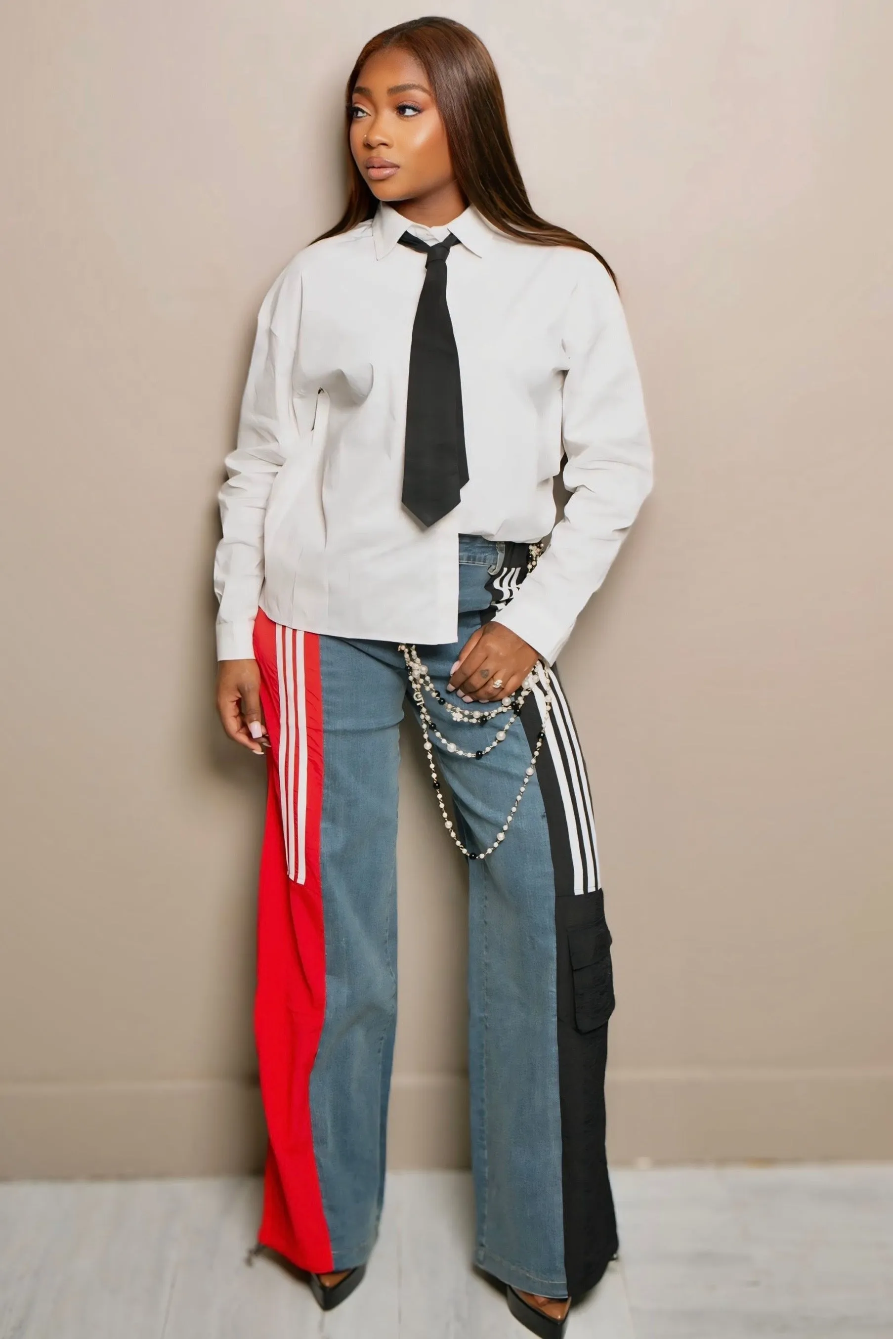 Clean Fit Tanika Contrast Detail Denim Jogger Jeans