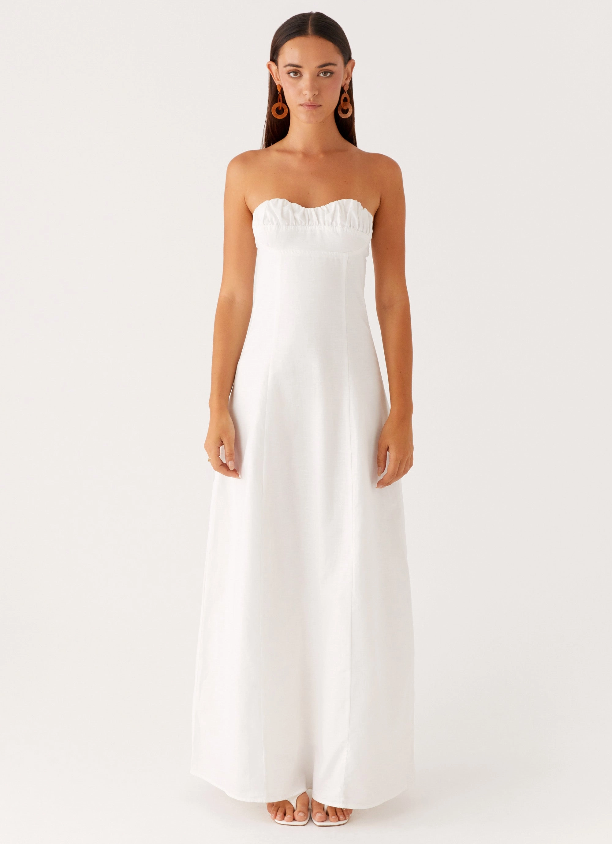 Tayla Linen Maxi Dress - White Elegant Simplicity