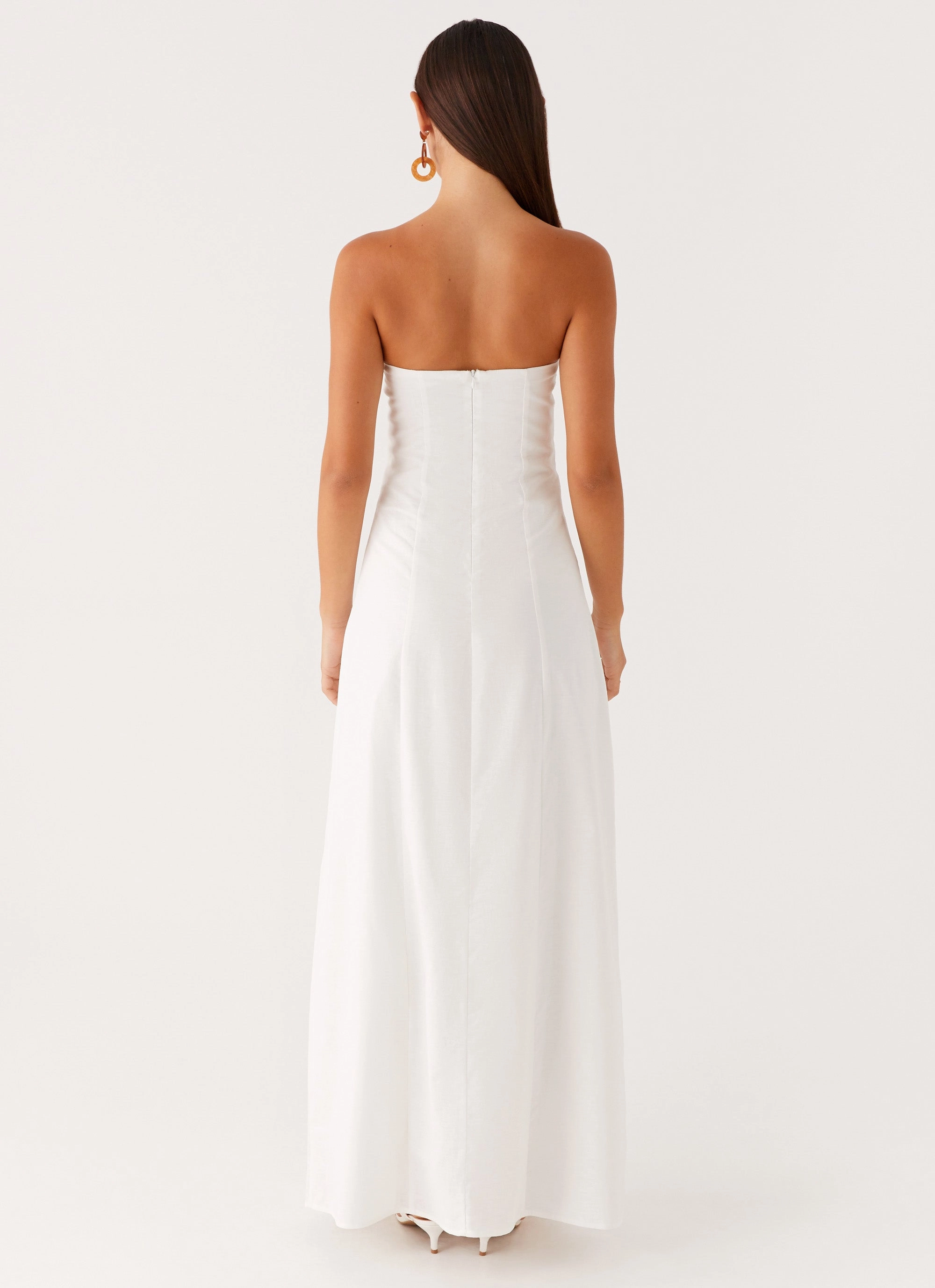 Tayla Linen Maxi Dress - White Slim Shape