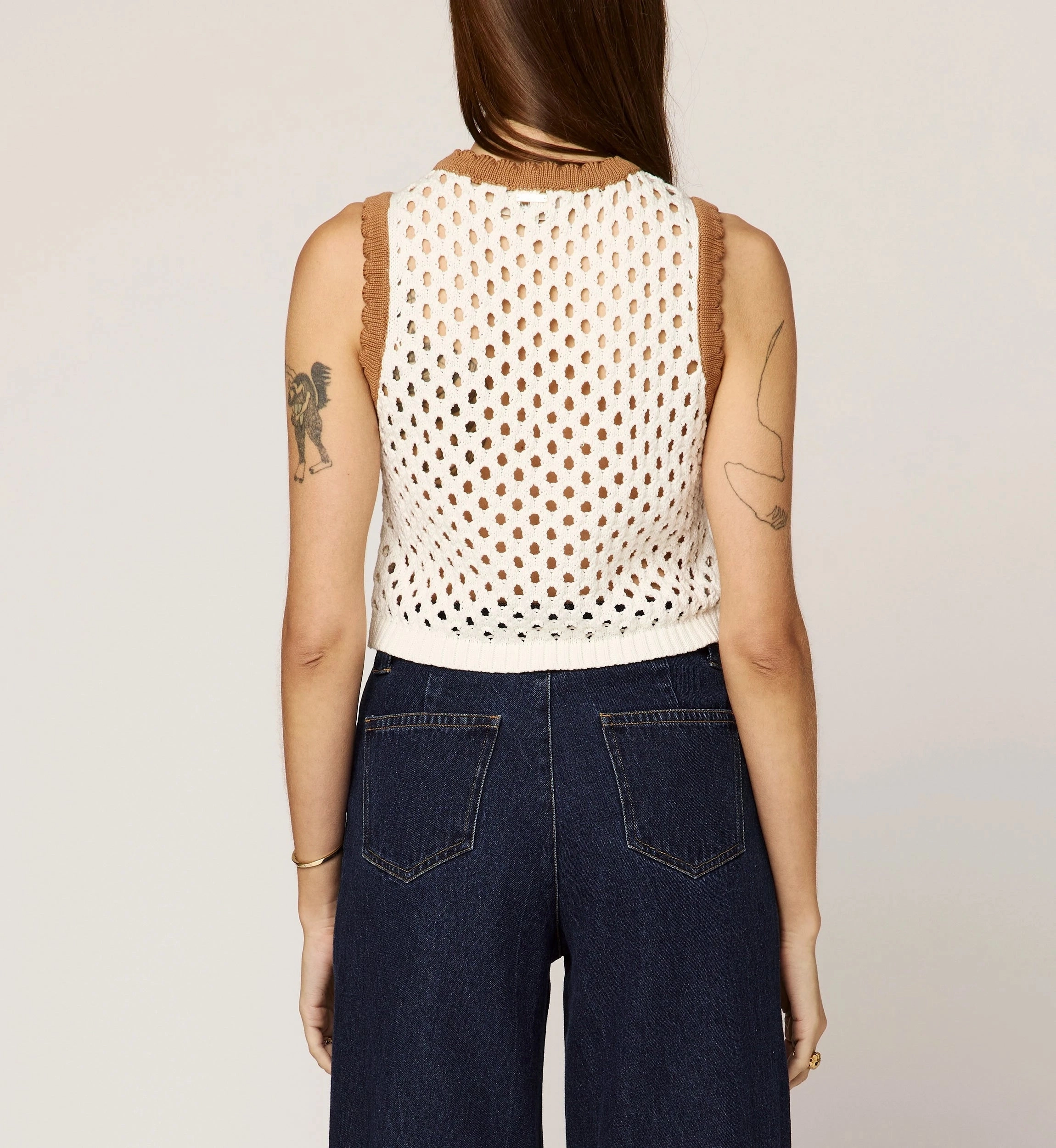 Brownwyn Sweater Top | Ivory/Brown Athletic Wear