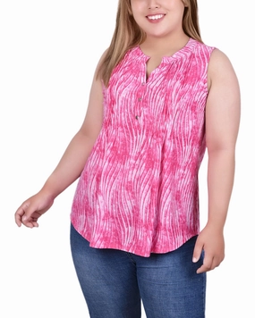Luxurious Feel Basic Sweatshirt Plus Size Sleeveless Jacquard Y Neck Top