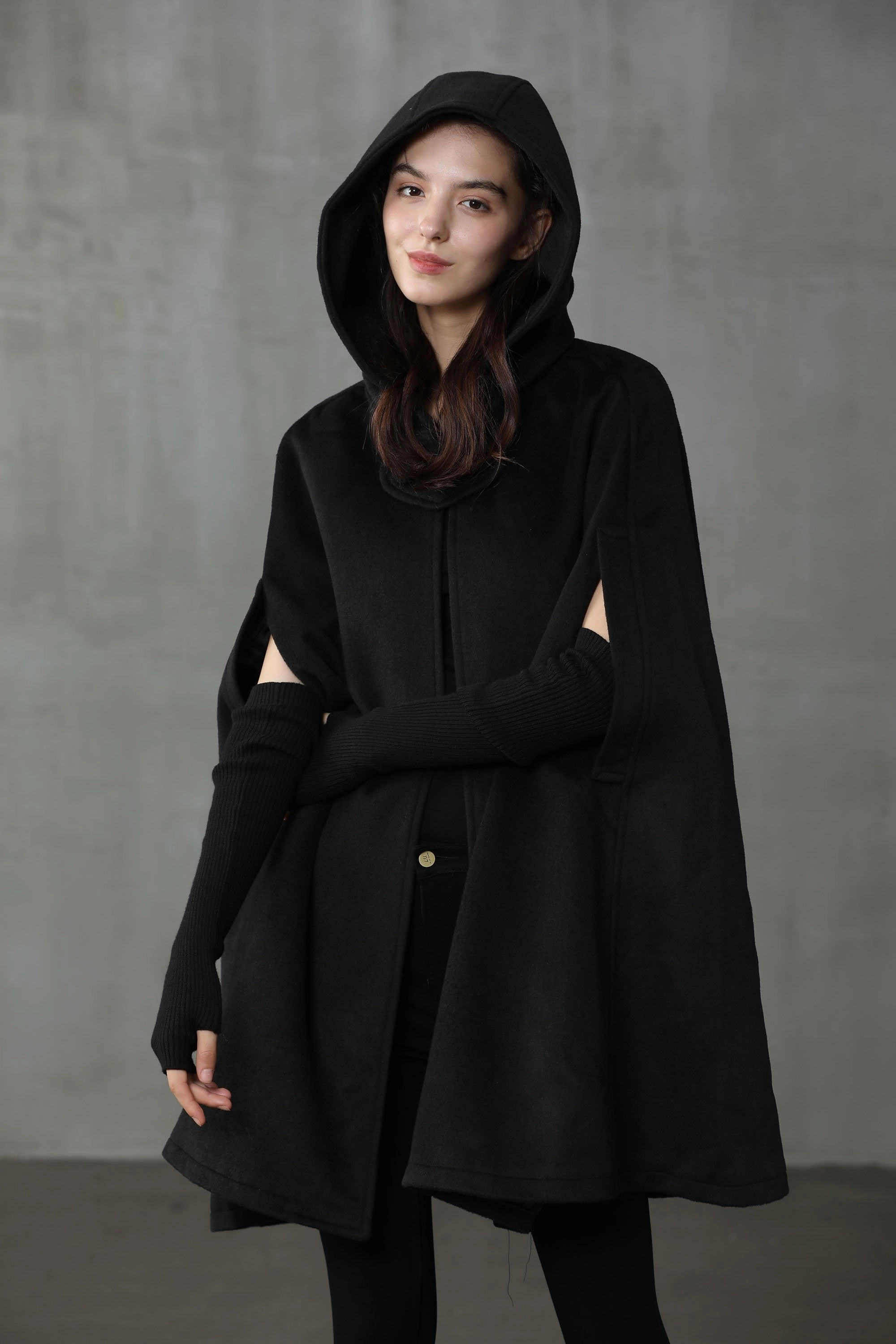 Ribbed Trim Effortless Style The New Yorker | Hooded Cashmere Cape