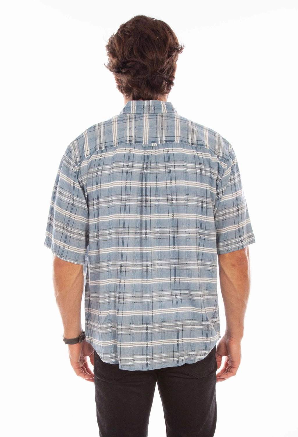 Picnic Outfit Scully Mens Worn Outs Plaid Blue 100% Cotton S/S Shirt