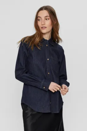 NUAMBER NEW SHIRT - Dark Blue Denim Scoop Neck Shape Thermal Regulating Design