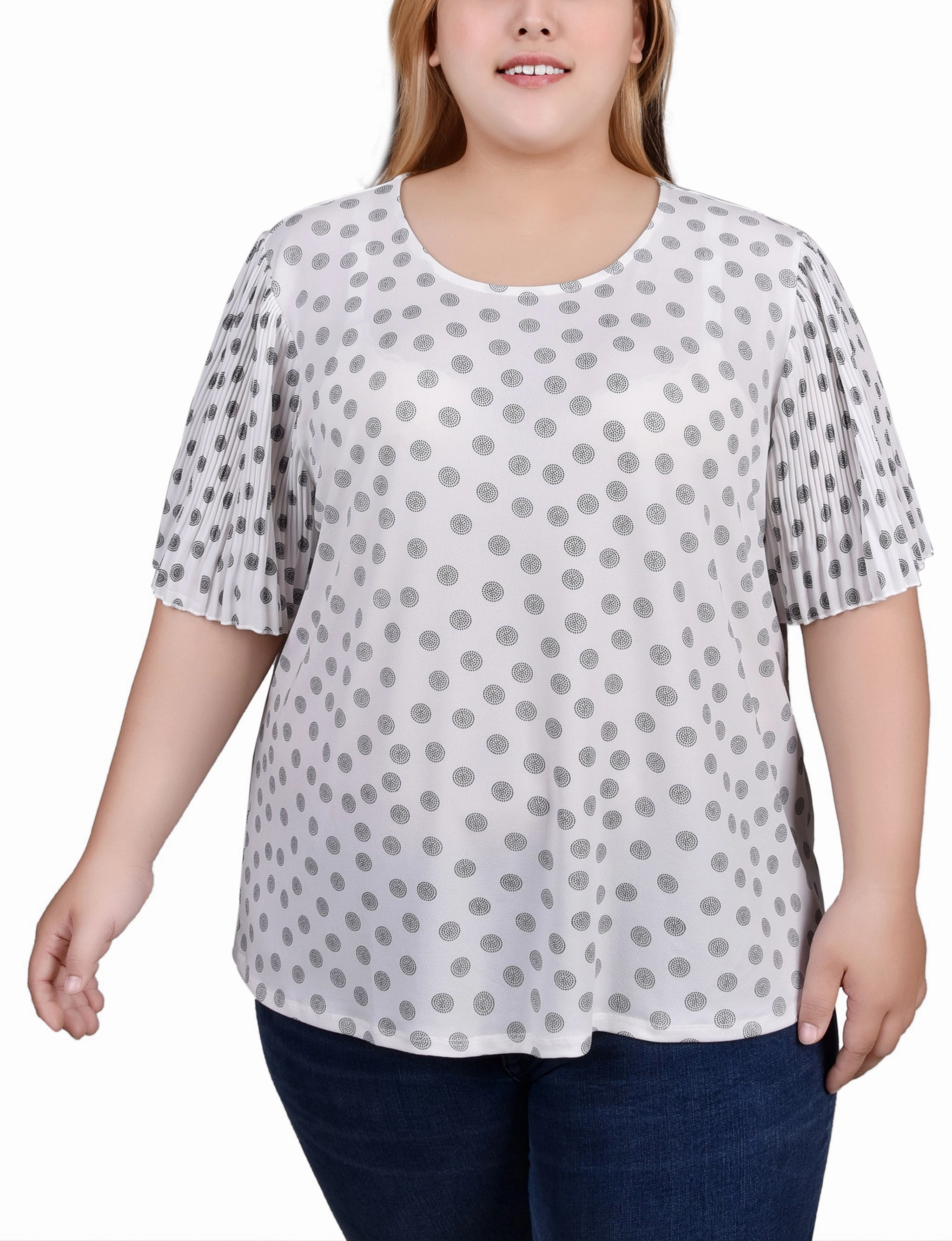OdorResistant Coating Plus Size Pleated-Sleeve Top