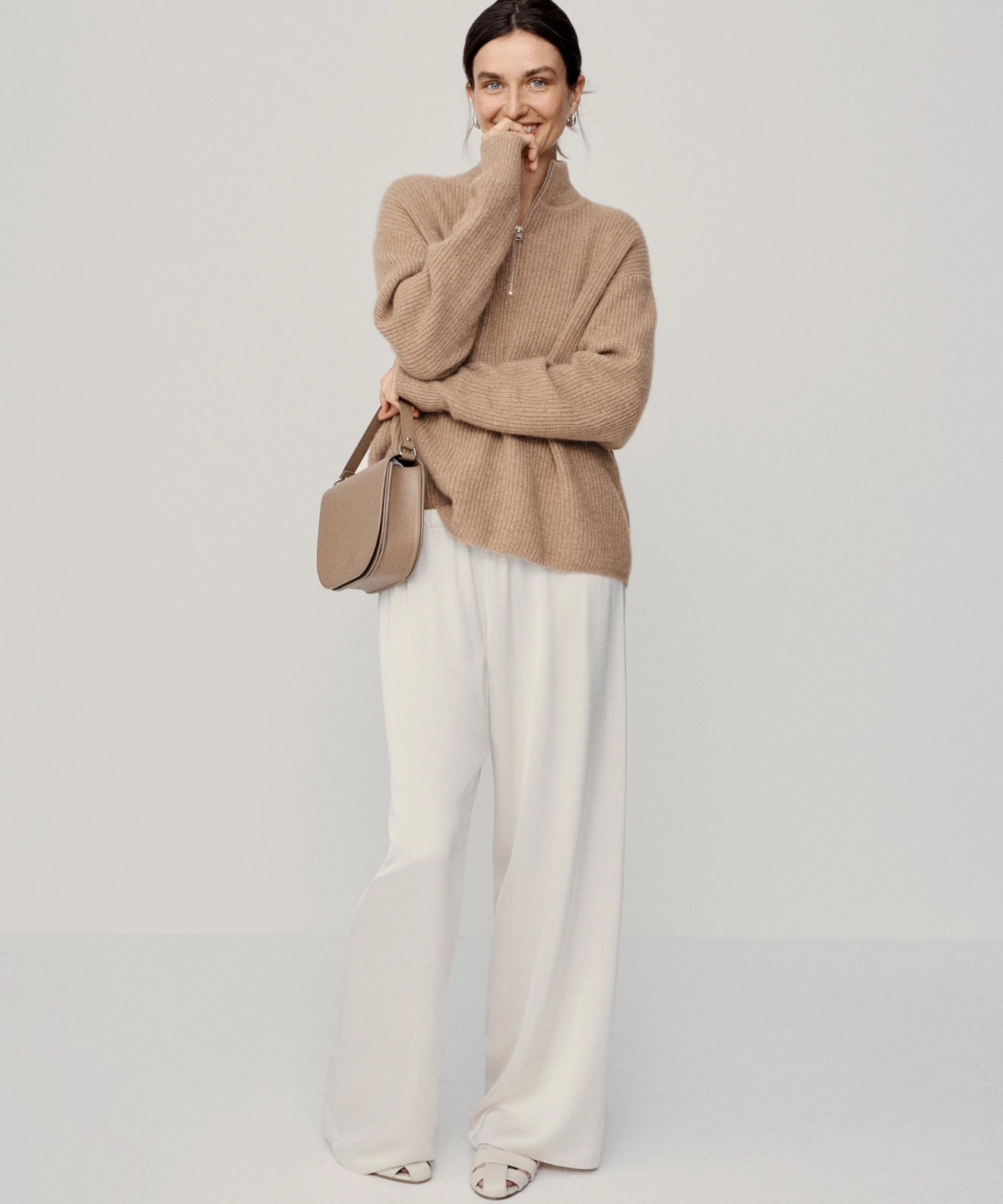 Cashmere Half Zip Recycled Polyester Blend Machine Washable Design