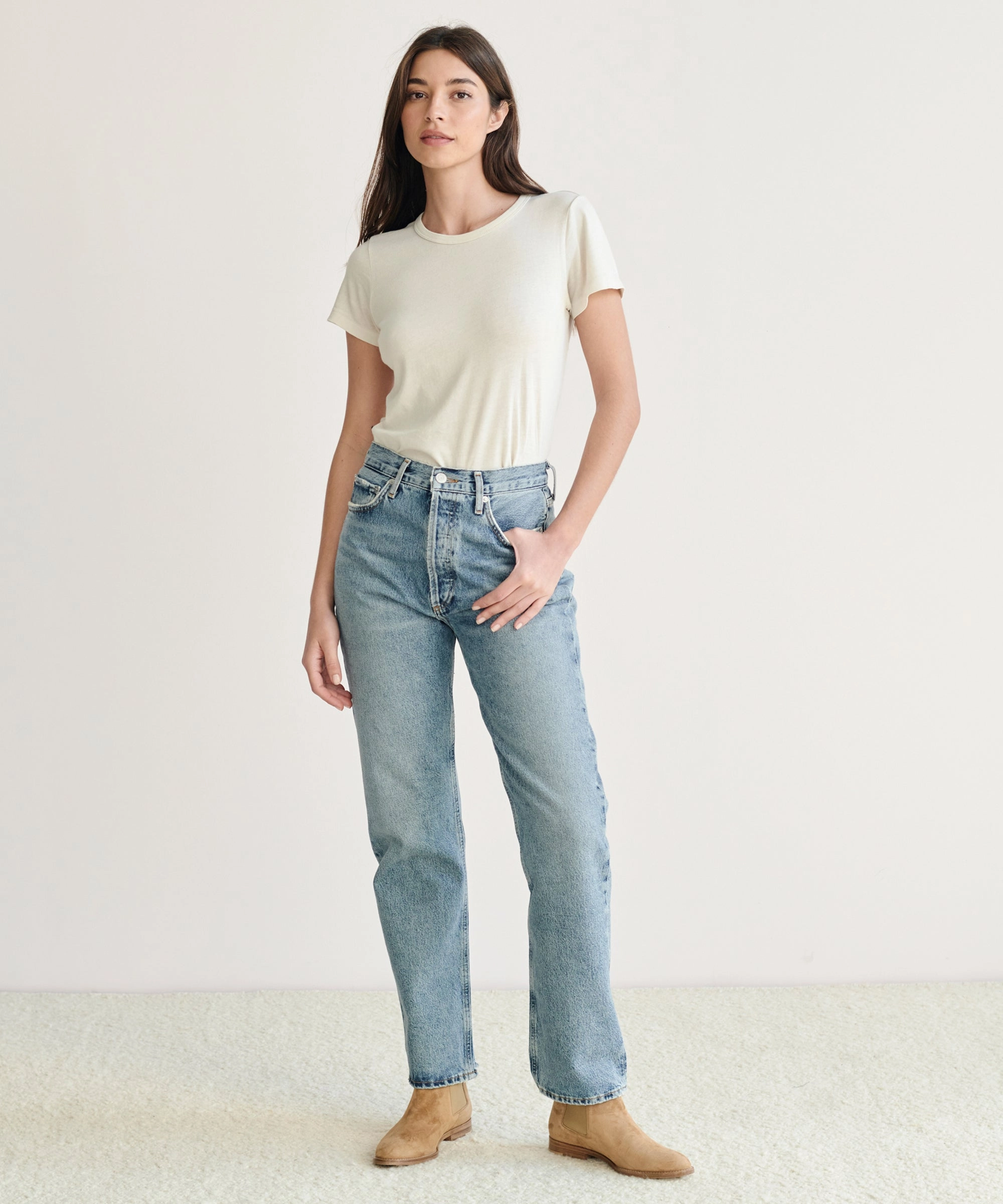 ContrastTipping 90's Pinch Waist Jean